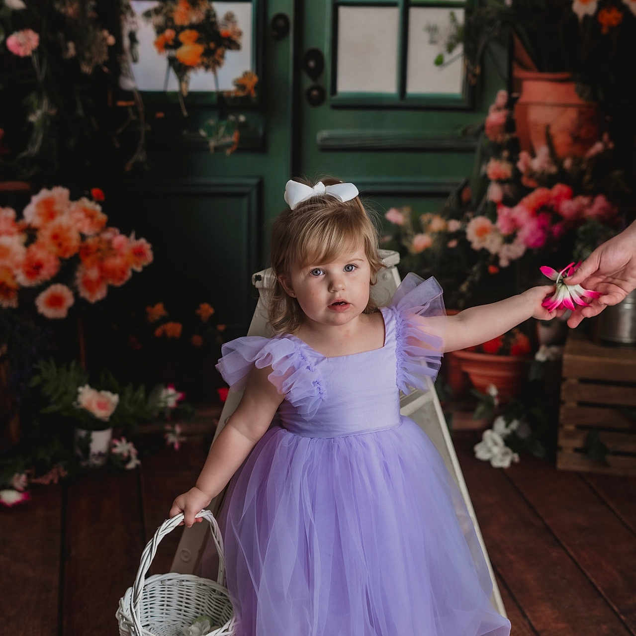 Madilynn joined the competition — help win amazing prizes! basket, child, clothing, dress, eveningdress, face, female, flower, flowerarrangement, flowerbouquet, footwear, formalwear, girl, hardwood, head, person, photography, plant, shoe, wood