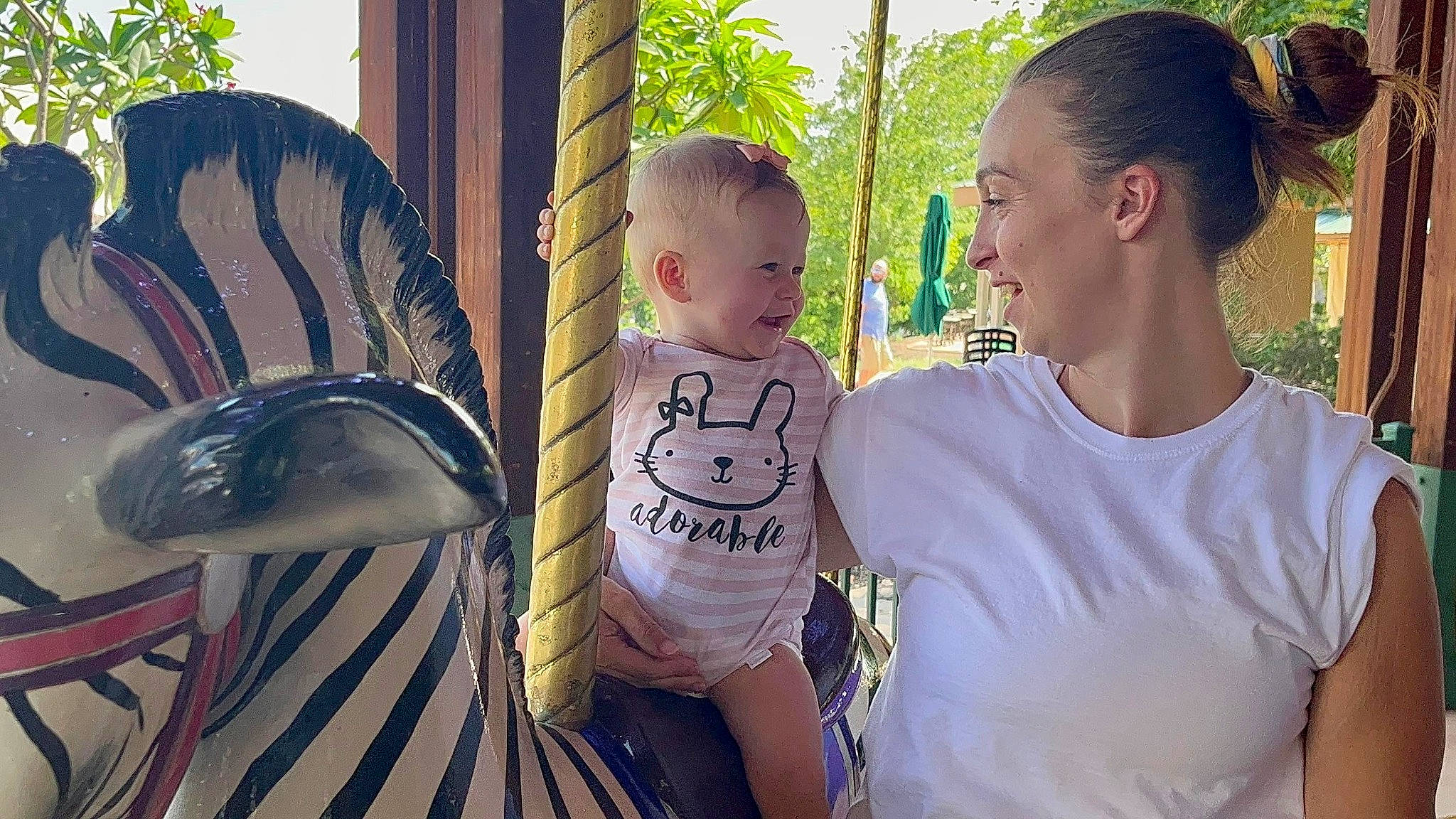 Scarlett joined the competition — help win amazing prizes! baby, child, event, facial_expression, fun, grass, hairstyle, happy, human, leisure, mammal, person, plant, recreation, sharing, smile, summer, t_shirt, toddler, tree