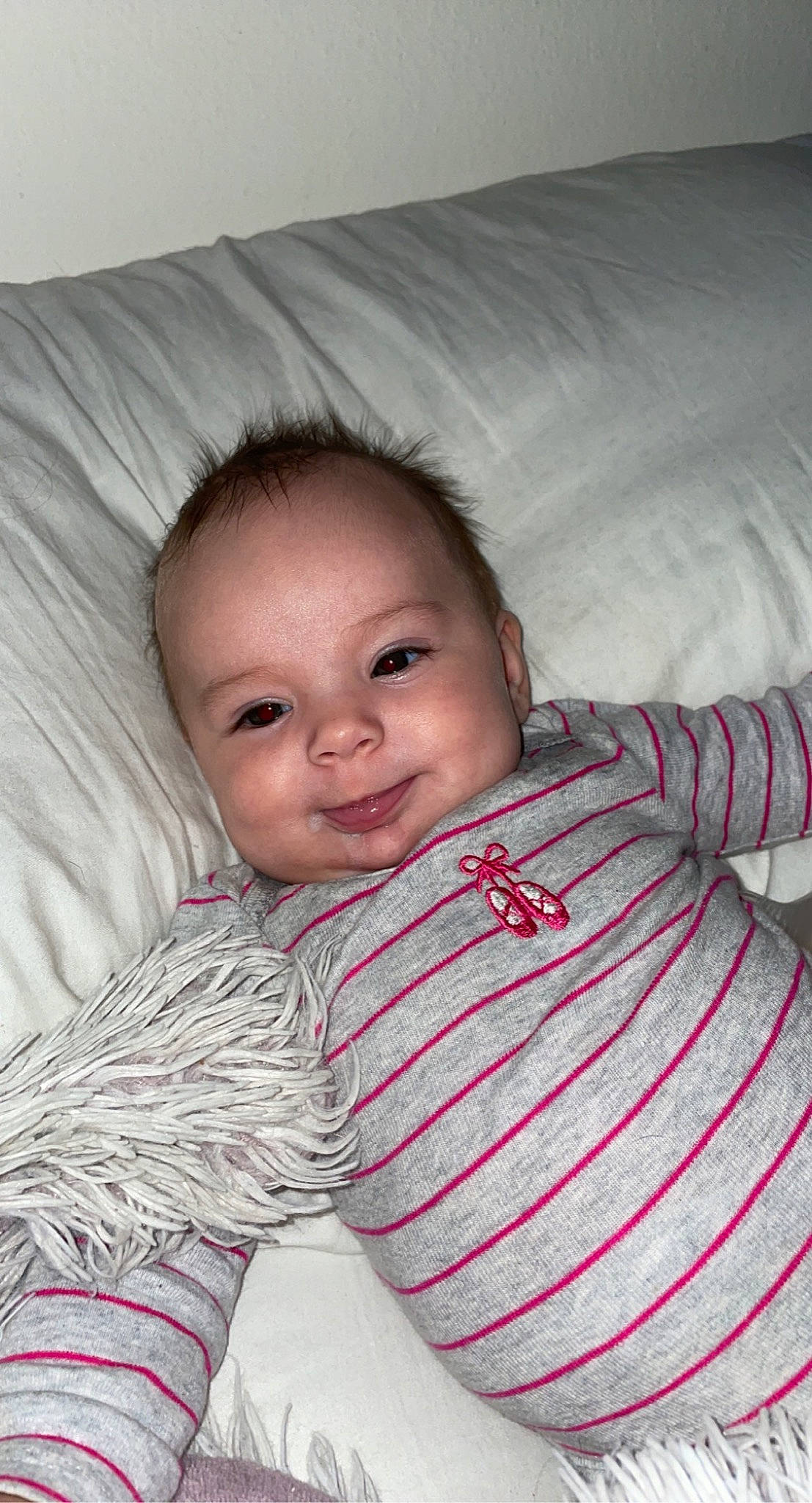 Phoenyx joined the competition — help win amazing prizes! baby, baby_toddler_clothing, cheek, comfort, eye, eyebrow, face, happy, head, iris, joy, linens, nose, pattern, person, pink, sitting, skin, sleeve, smile