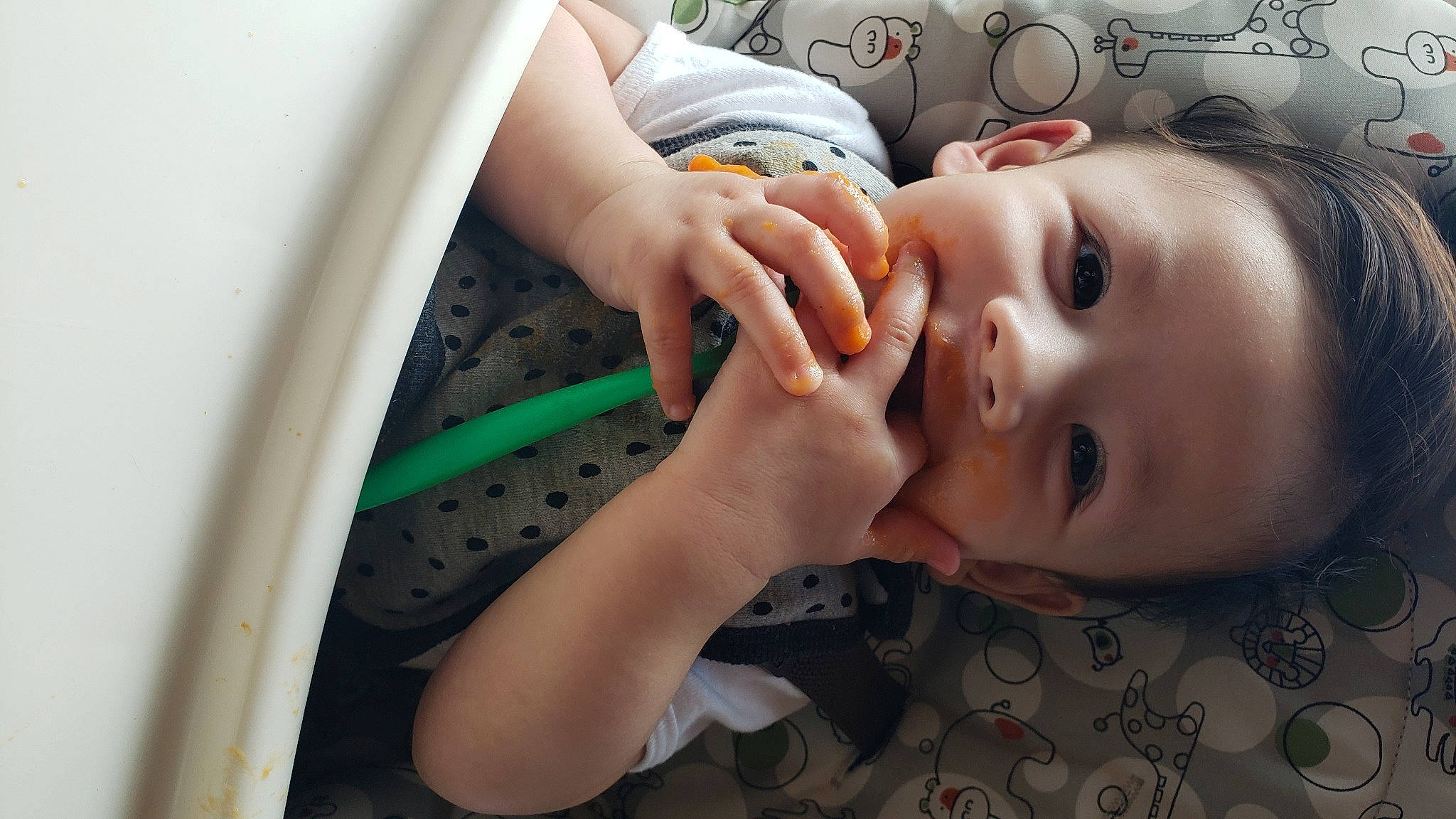 Otis is registered to the contest to win money with this photo: baby, baby_toddler_clothing, cheek, eyelash, finger, flash_photography, gesture, grass, hand, happy, lip, mouth, nail, neck, nose, person, skin, smile, thumb, toddler