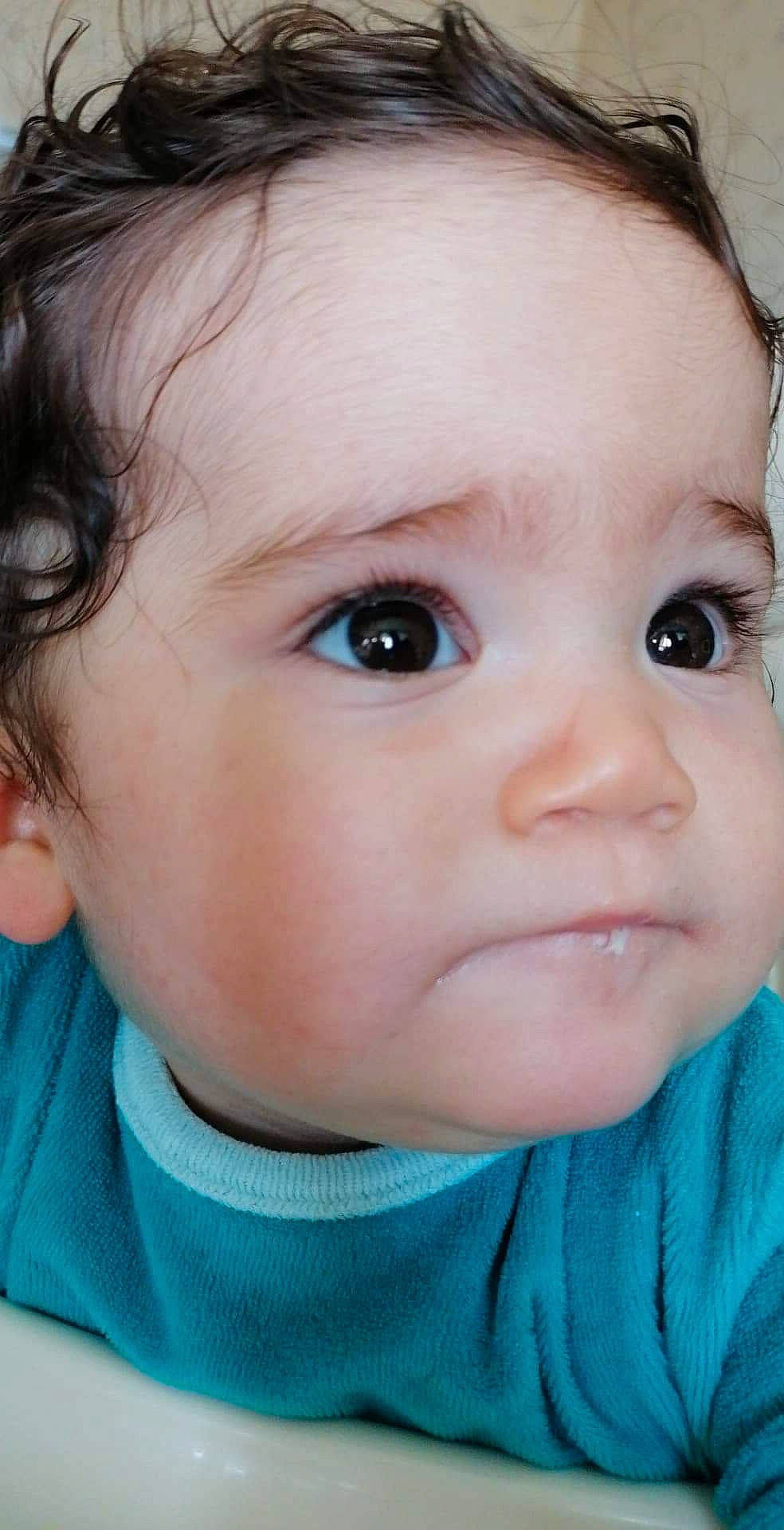 Janna participe au concours pour gagner de l'argent avec cette photo : azure, baby, baby_toddler_clothing, cheek, chin, ear, eyebrow, eyelash, facial_expression, forehead, hairstyle, human_body, iris, lip, mouth, neck, nose, person, skin, sleeve