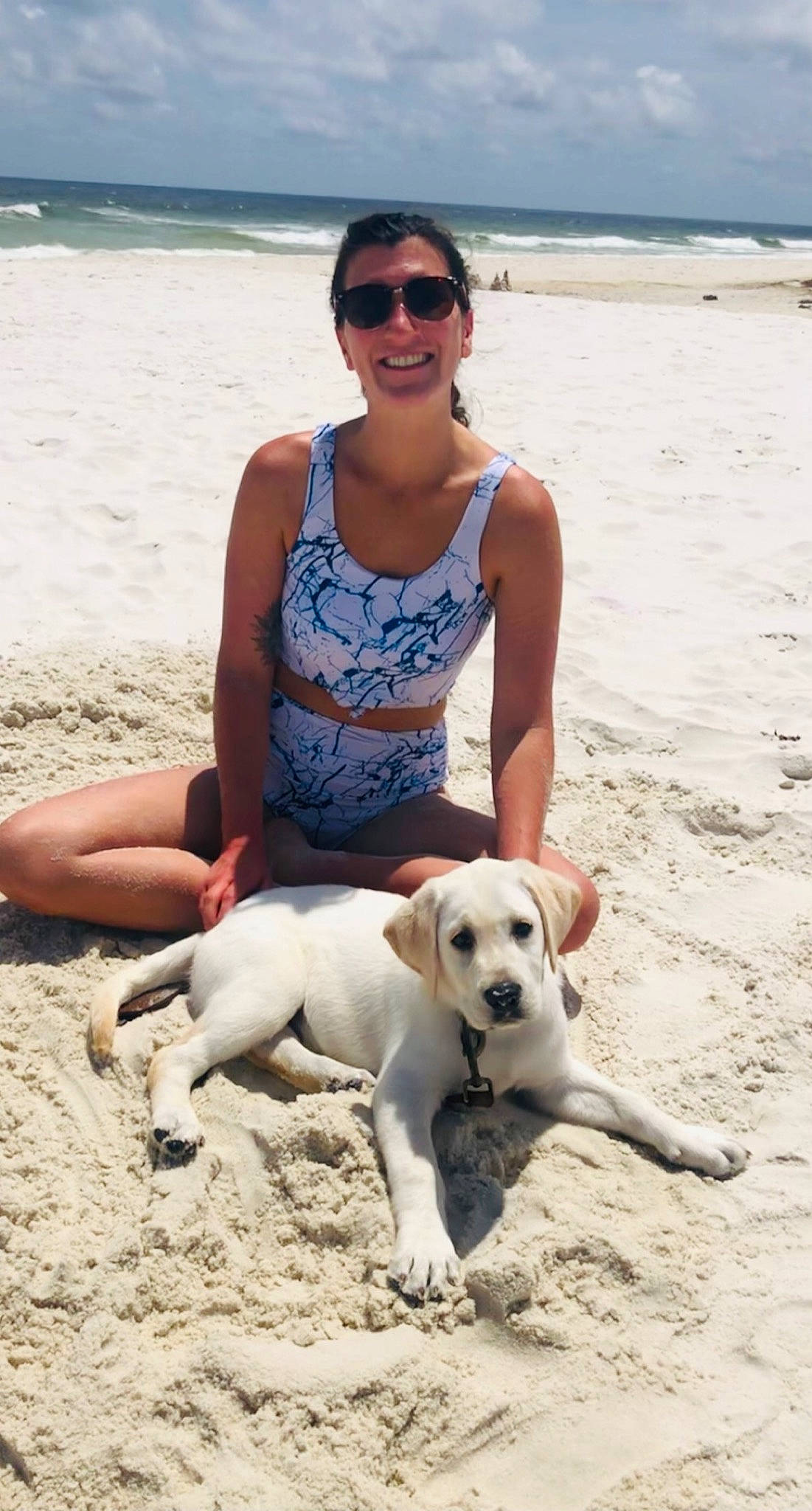 Cotton joined the competition — help win amazing prizes! beach, blue, carnivore, companion_dog, dog, dog_breed, eyewear, fawn, fun, glasses, goggles, leisure, people_on_beach, sand, sky, smile, summer, sunglasses, travel, water