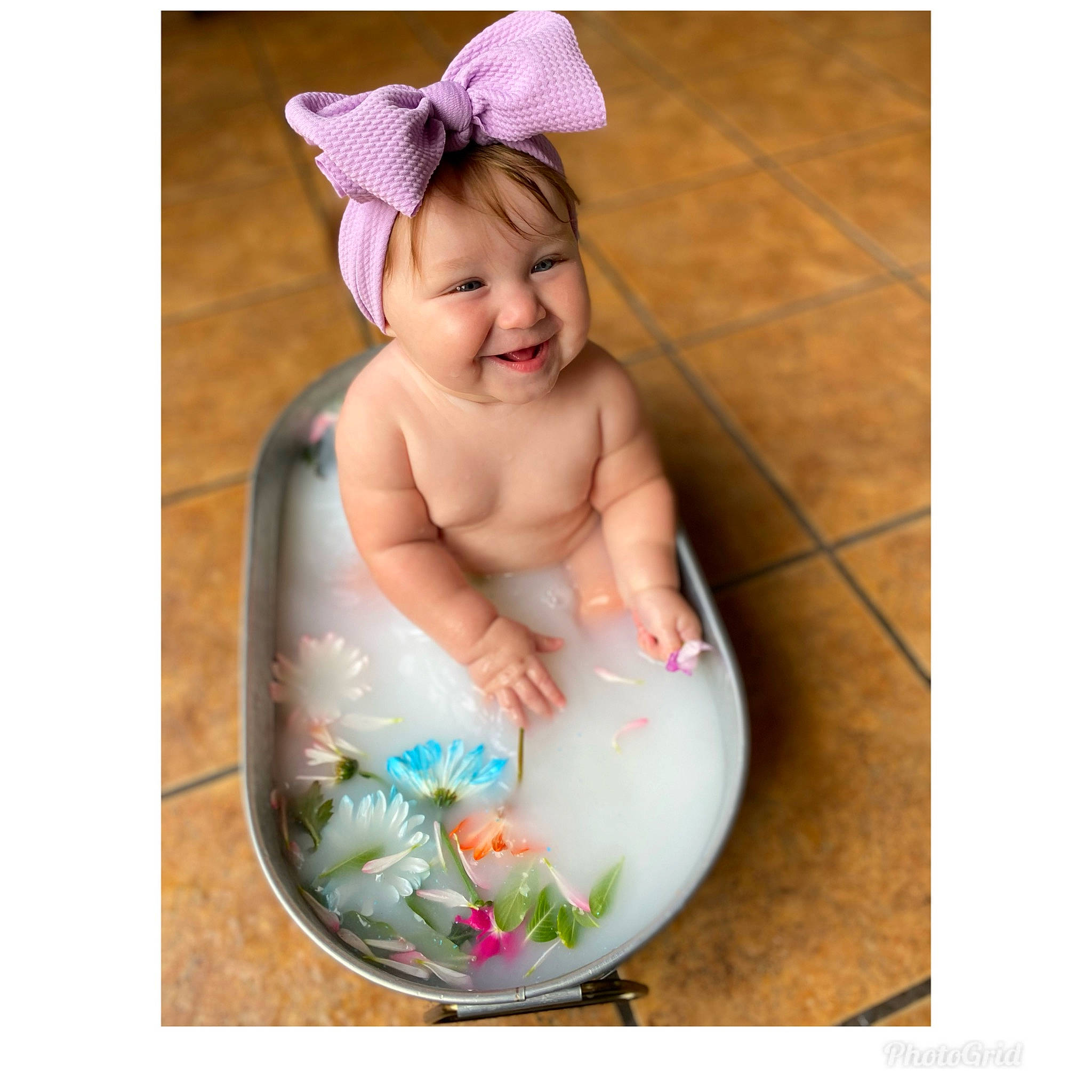 Isabella joined the competition — help win amazing prizes! baby, baby_products, baby_toddler_clothing, bathing, cap, child, dress, fashion_accessory, grass, hand, happy, headband, headpiece, joy, person, play, sitting, skin, sleeve, smile