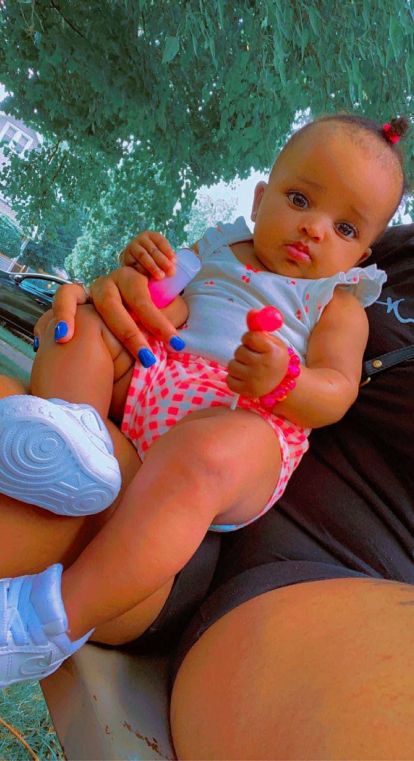 Lanyla is registered to the contest to win money with this photo: baby_toddler_clothing, brassiere, chest, finger, fun, happy, human_body, knee, leg, leisure, muscle, person, pink, shorts, skin, swimwear, textile, thigh, trunk, undergarment