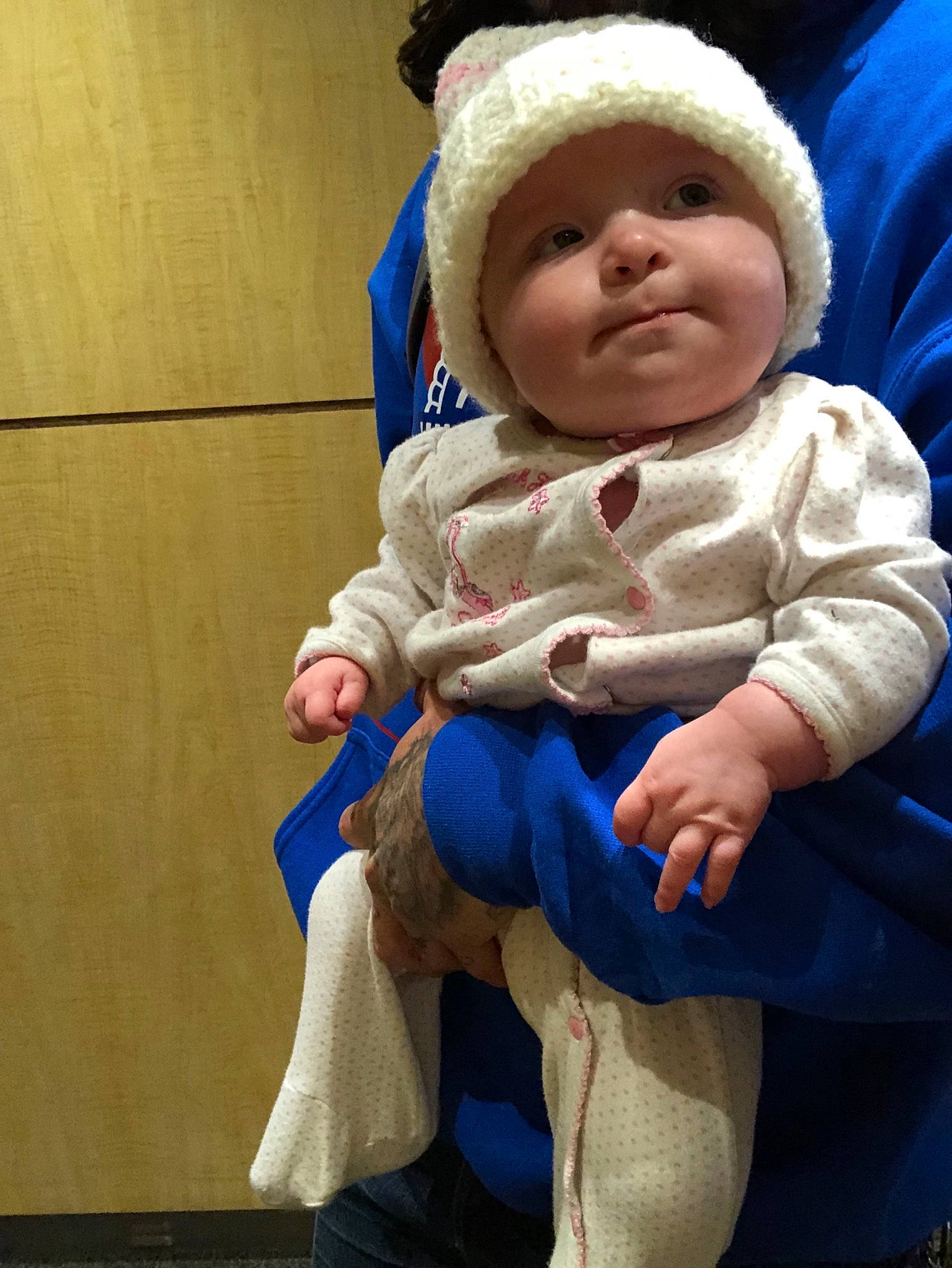 Jemma joined the competition — help win amazing prizes! blue, child, headgear, infant, person, product, skin, smile, textile, toddler, toy