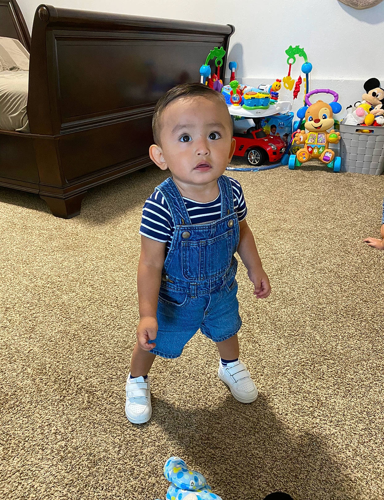 Elíseo is registered to the contest to win money with this photo: baby, baby_toddler_clothing, blue, child, couch, electric_blue, floor, flooring, fun, grass, happy, leisure, pattern, person, play, recreation, sitting, sleeve, surprise, t_shirt