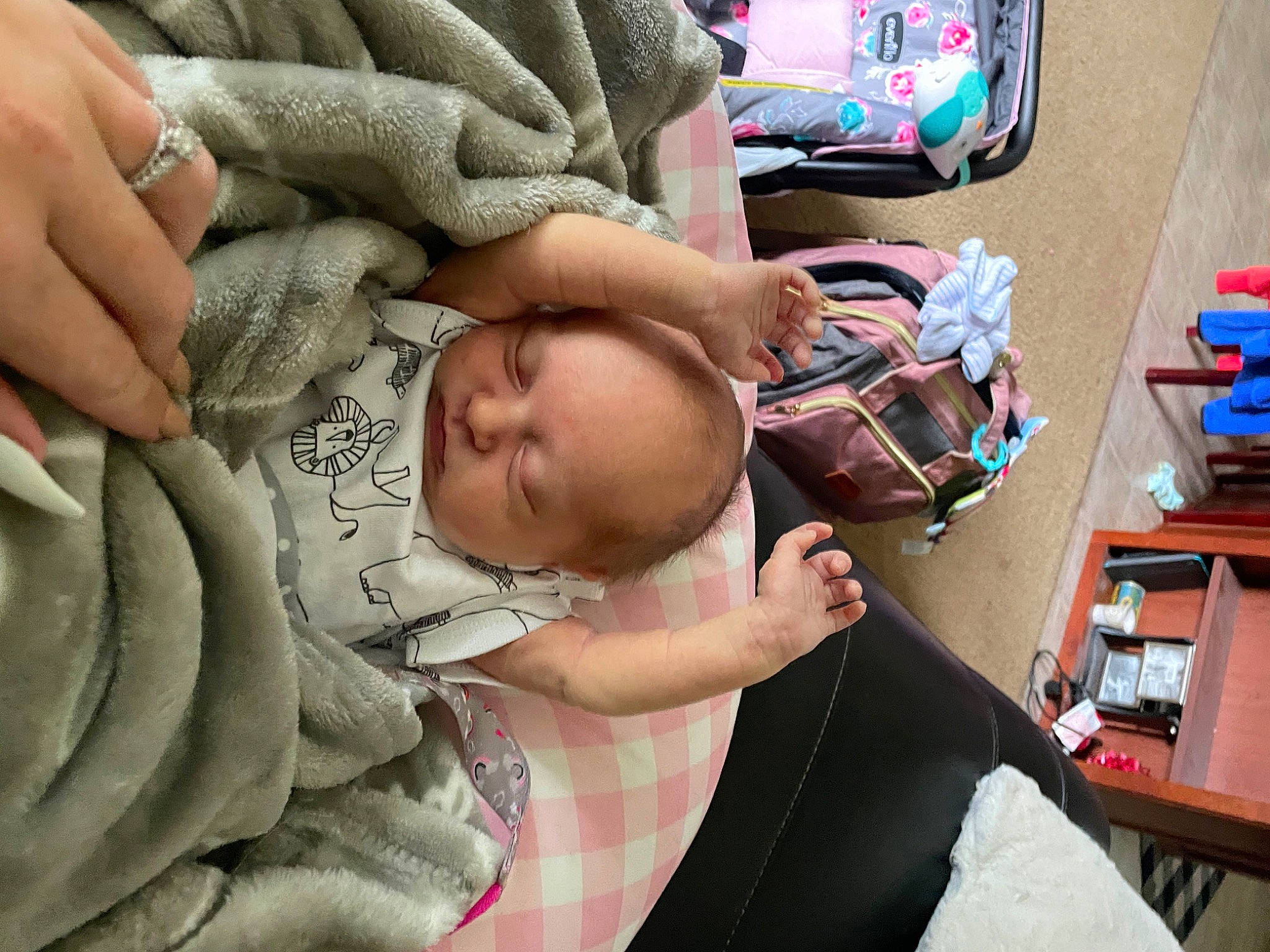 Mckenna joined the competition — help win amazing prizes! baby, baby_carriage, baby_products, baby_toddler_clothing, box, car_seat, cheek, child, comfort, finger, hand, nail, office_supplies, pattern, person, sitting, skin, thumb, toddler