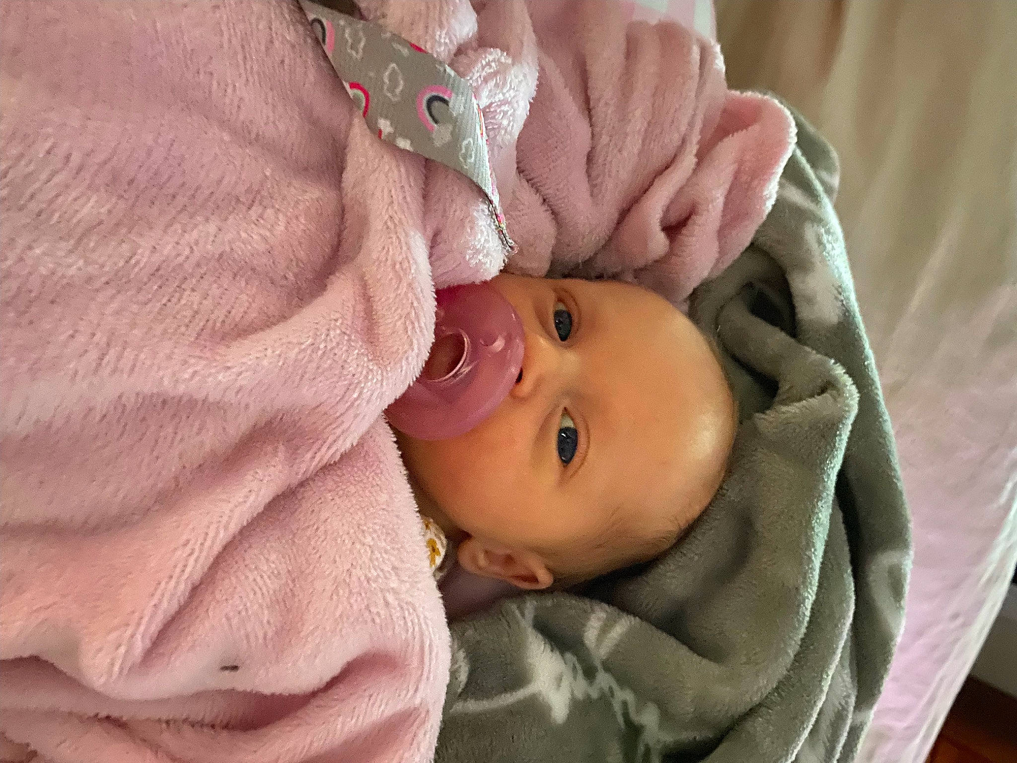 Mckenna is registered to the contest to win money with this photo: baby, baby_products, baby_toddler_clothing, cheek, child, chin, comfort, eye, eyelash, happy, hat, iris, linens, lip, nose, person, portrait_photography, skin, sleeve, textile