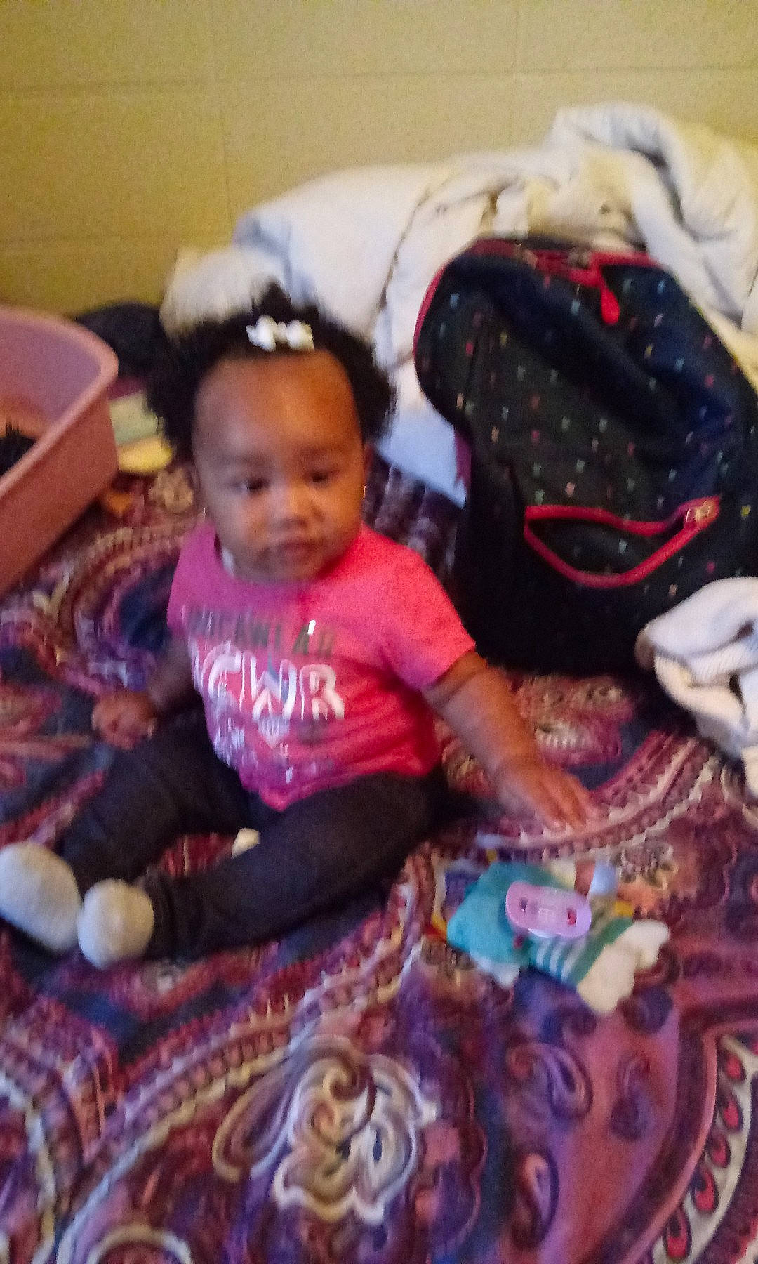 Kamari is registered to the contest to win money with this photo: baby, cheek, child, fun, person, play, sitting, smile, textile, toddler