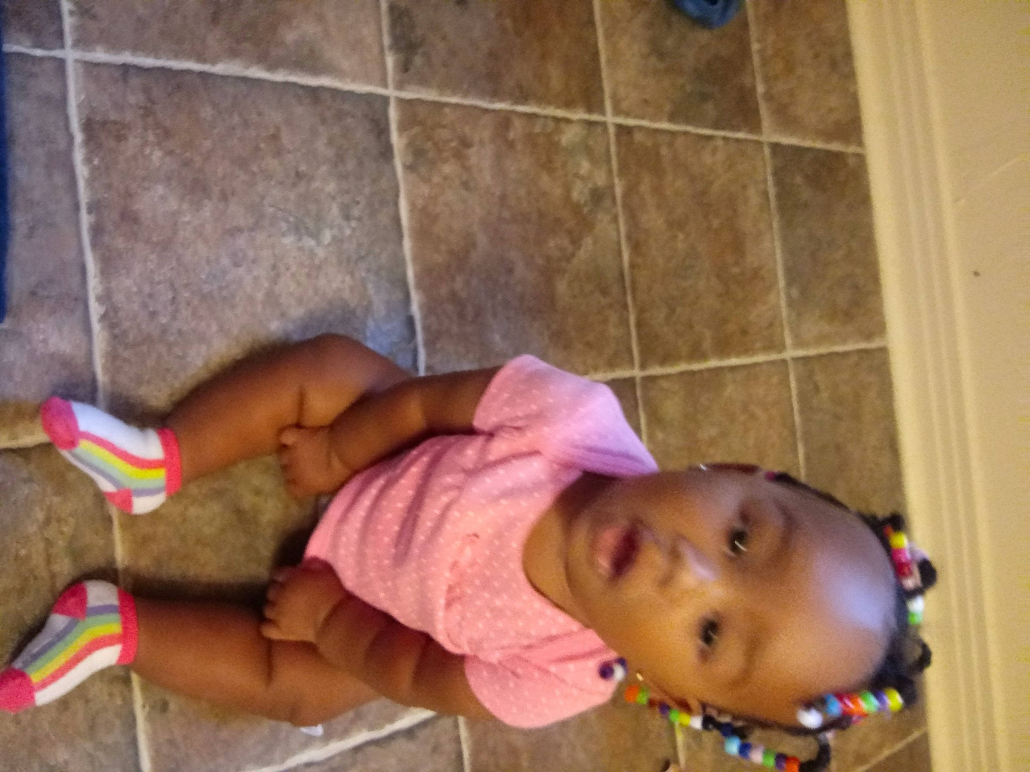 Kamari joined the competition — help win amazing prizes! baby, child, floor, flooring, person, play, surprise, toddler