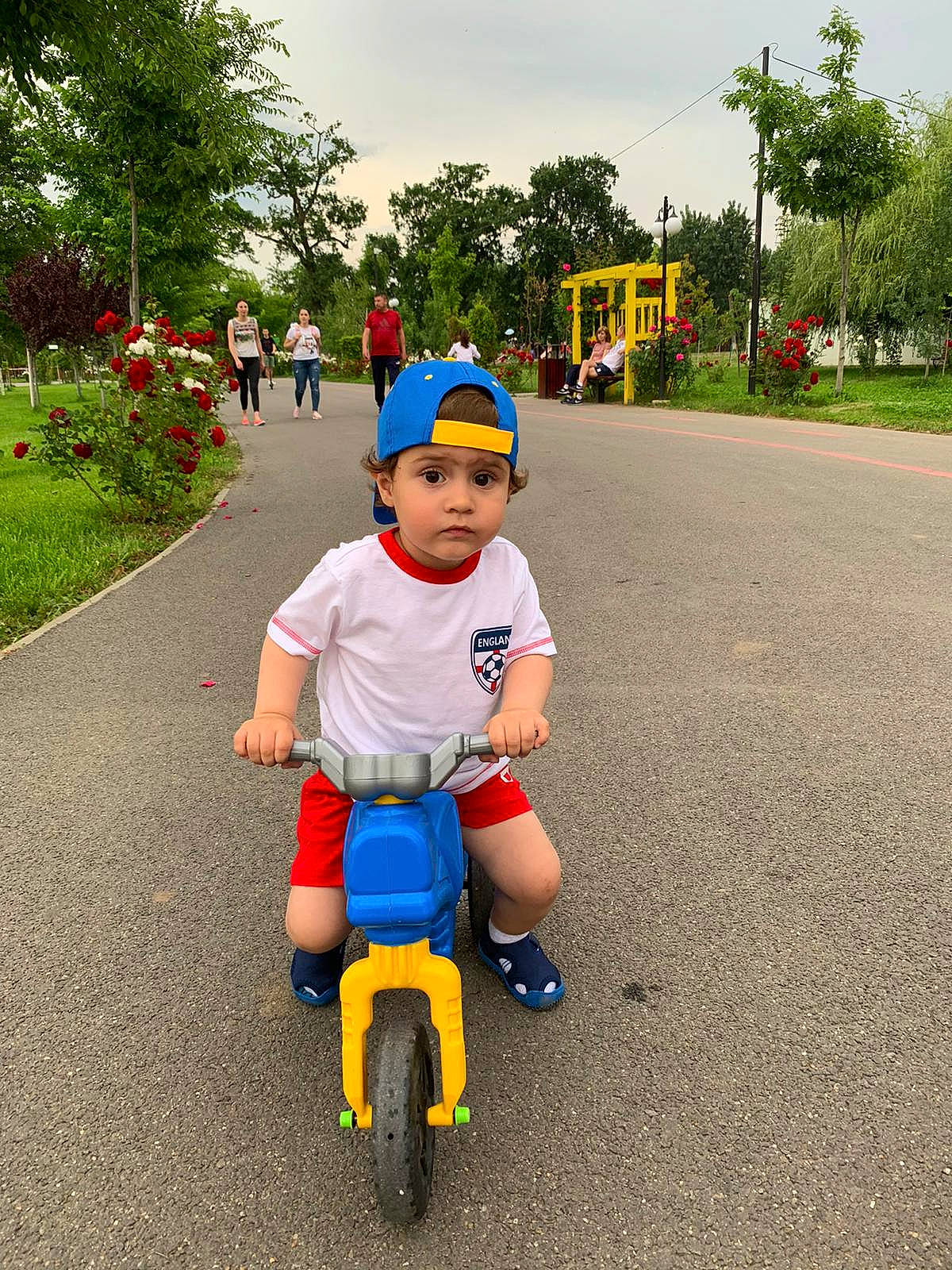 Luca is registered to the contest to win money with this photo: asphalt, bicycle_helmet, bicycles_equipment_and_supplies, fun, headwear, helmet, leisure, motor_vehicle, person, plant, public_space, recreation, riding_toy, road, rolling, sky, sports_equipment, sunglasses, tire, travel
