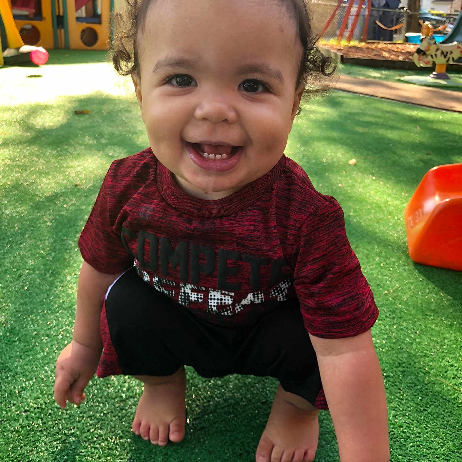 Major joined the competition — help win amazing prizes! baby, cheek, child, face, facial_expression, fun, grass, green, happy, head, joy, lawn, leisure, male, person, plant, play, sitting, skin, smile