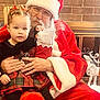 Lynnlee is registered to the contest to win money with this photo: child, toddler, santa_claus, holiday, christmas, stocking, plaid_dress, braided_hair, boots, fireplace, brick_wall, glasses, beard, red_suit, indoor, festive, smile, person, celebration, holding