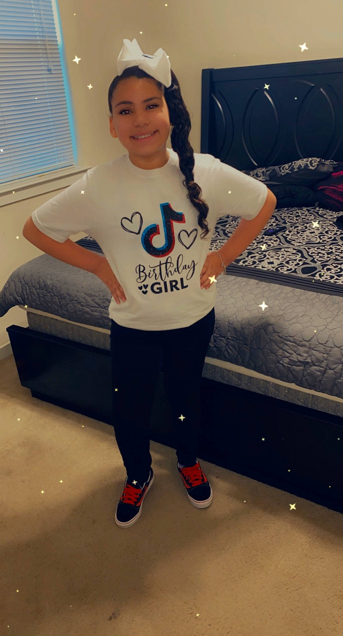 Jordin joined the competition — help win amazing prizes! cool, eyewear, face, fashion_design, flooring, fun, gesture, happy, human_body, joy, knee, leg, person, shoe, sleeve, smile, sportswear, standing, t_shirt, thigh