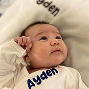 Ayden participe au concours pour gagner de l'argent avec cette photo : baby, infant, face, eyes, clothing, blanket, white, cute, newborn, portrait, soft, laying_down, hand, skin, person, sleepwear, cozy, closeup, expression, indoor