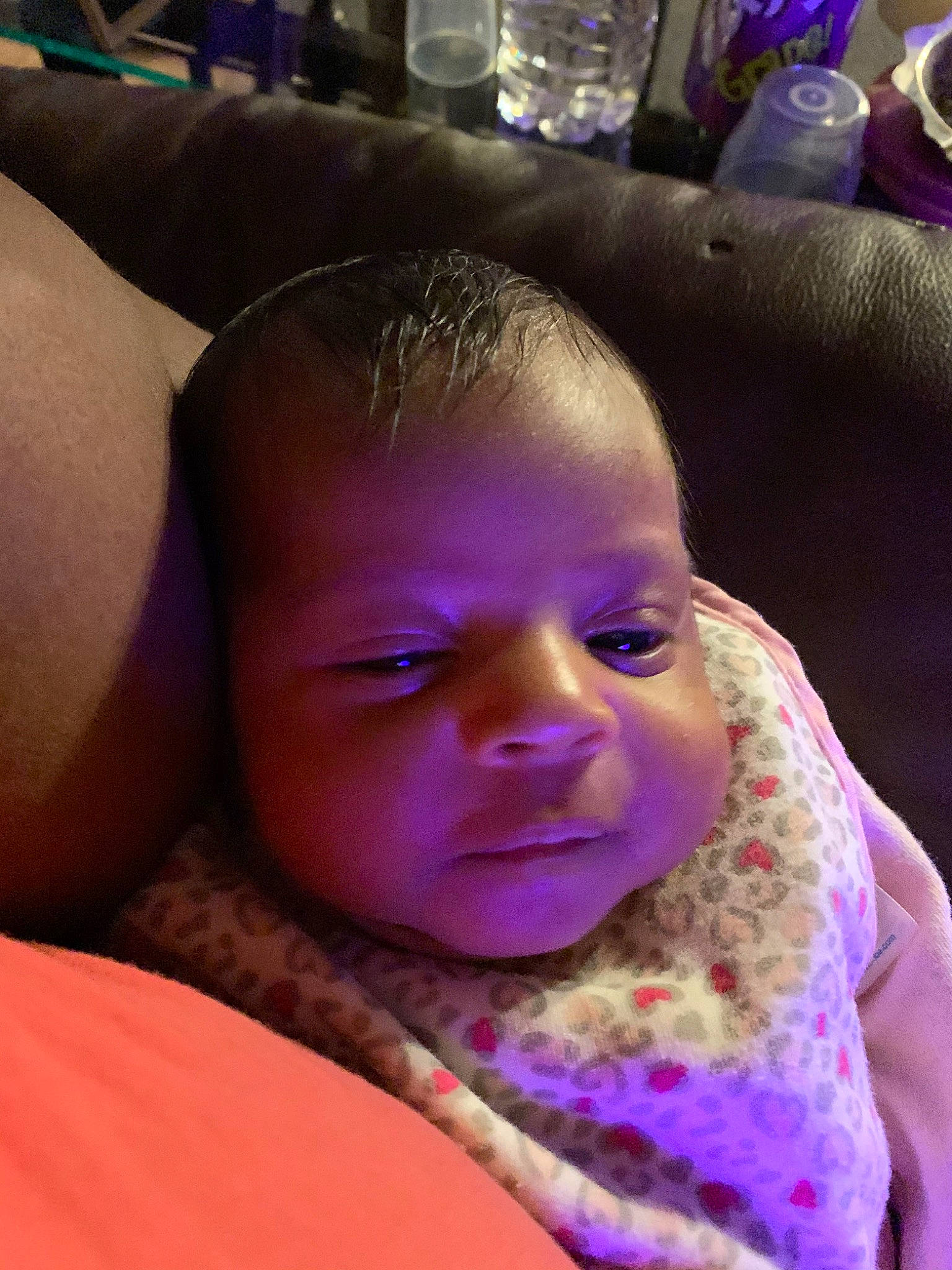 Kaylin is registered to the contest to win money with this photo: baby, cheek, child, eye, face, fun, head, human, lip, mouth, neck, nose, person, pink, purple, skin, smile, toddler, vacation