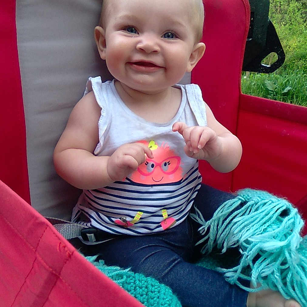 Laura joined the competition — help win amazing prizes! baby, clothing, cushion, face, furniture, grass, head, homedecor, nature, outdoors, pants, park, person, photography, plant, portrait, summer, t_shirt, transportation, vehicle