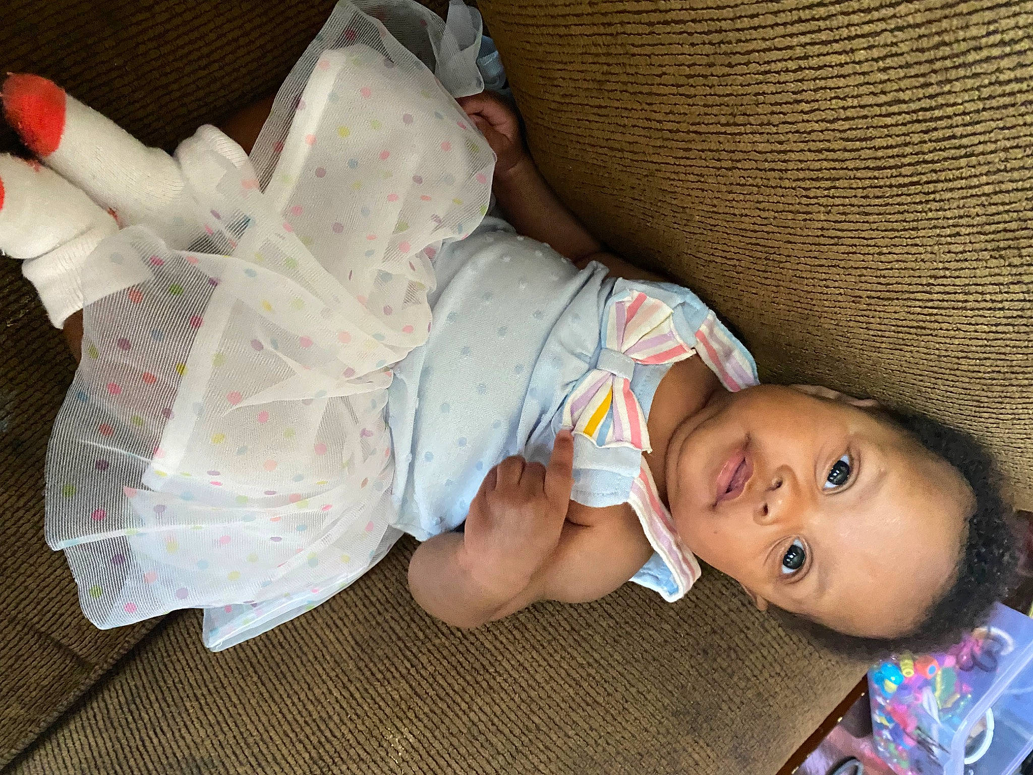 Kaleigh joined the competition — help win amazing prizes! abdomen, baby, baby_products, baby_toddler_clothing, child, comfort, couch, elbow, foot, human_leg, linens, nail, nap, person, room, sitting, sleep, thigh, toddler