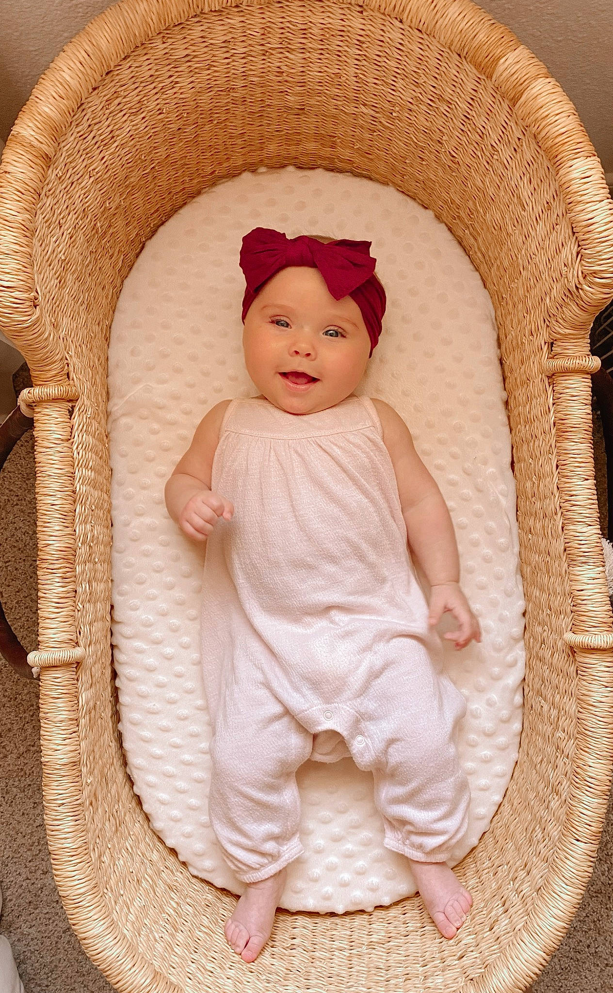 Naomi joined the competition — help win amazing prizes! baby, baby_products, baby_sleeping, baby_toddler_clothing, cheek, child, chin, comfort, fashion_accessory, headgear, headwear, linens, lip, pattern, peach, person, pink, sitting, sleeve, textile