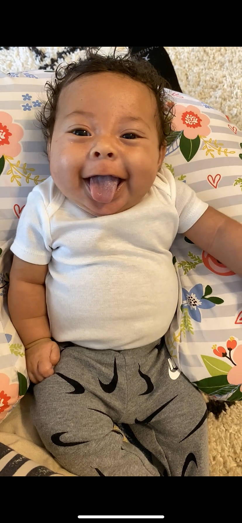 Kaysten joined the competition — help win amazing prizes! baby, baby_laughing, baby_toddler_clothing, cheek, child, chin, eye, face, facial_expression, fun, happy, head, nose, people, person, product, skin, sleeve, smile, t_shirt