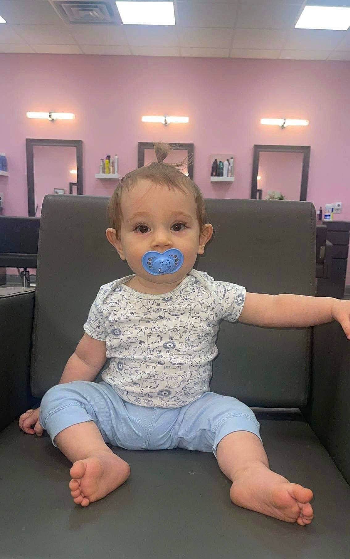 Mikey joined the competition — help win amazing prizes! baby, baby_toddler_clothing, barefoot, chair, comfort, event, floor, flooring, foot, fun, happy, human_leg, joint, knee, leg, leisure, person, shoulder, sitting, t_shirt