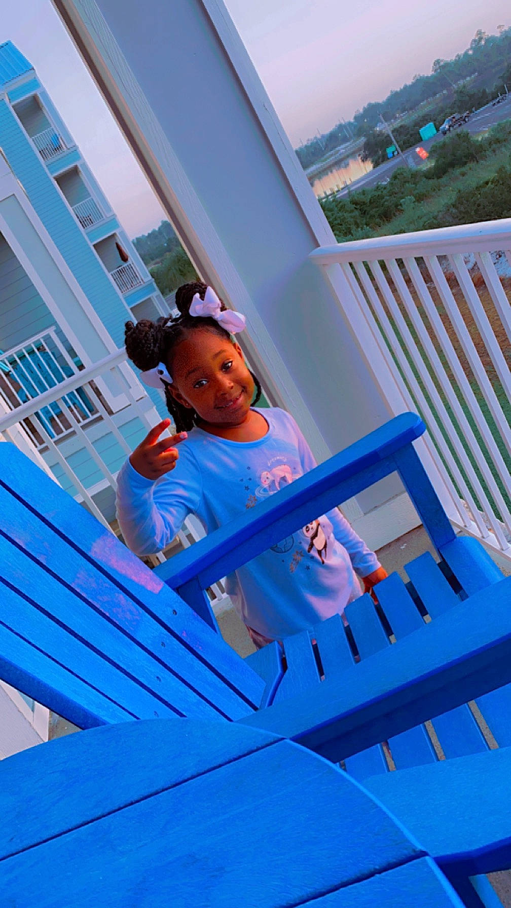 Kyleigh joined the competition — help win amazing prizes! azure, baby_toddler_clothing, blue, building, electric_blue, fun, happy, hat, house, joy, leisure, outdoor_furniture, person, recreation, shorts, sky, stairs, t_shirt, toddler, tree