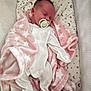 baby, blanket, pacifier, sleeping, onesie, infant, cozy, soft, bed, stars, moon, cute, child, nursery, sleep, peaceful, pink, white, face, resting