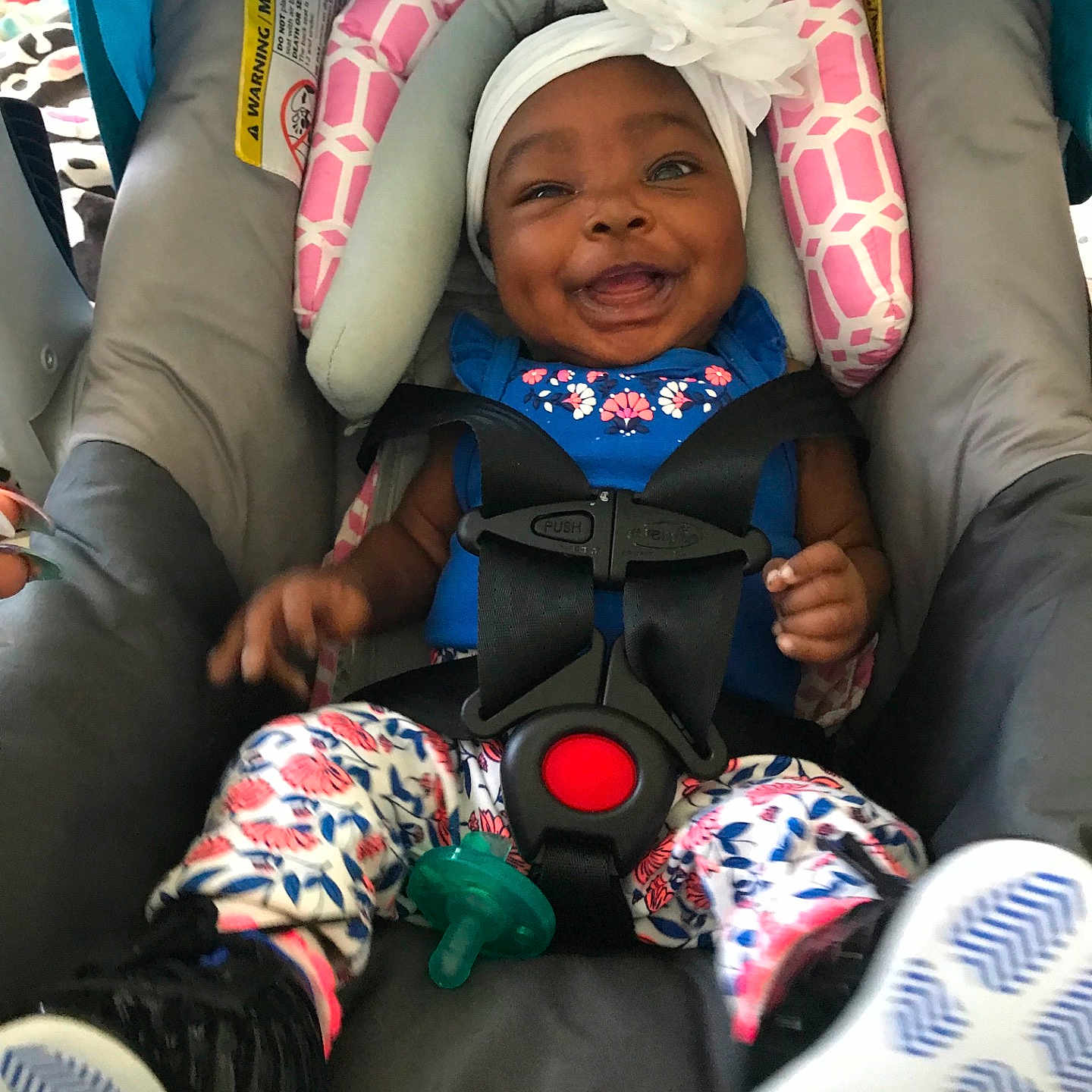 Princess is registered to the contest to win money with this photo: baby_carriage, baby_products, car_seat, child, fun, headgear, personal_protective_equipment, product, toddler, vehicle