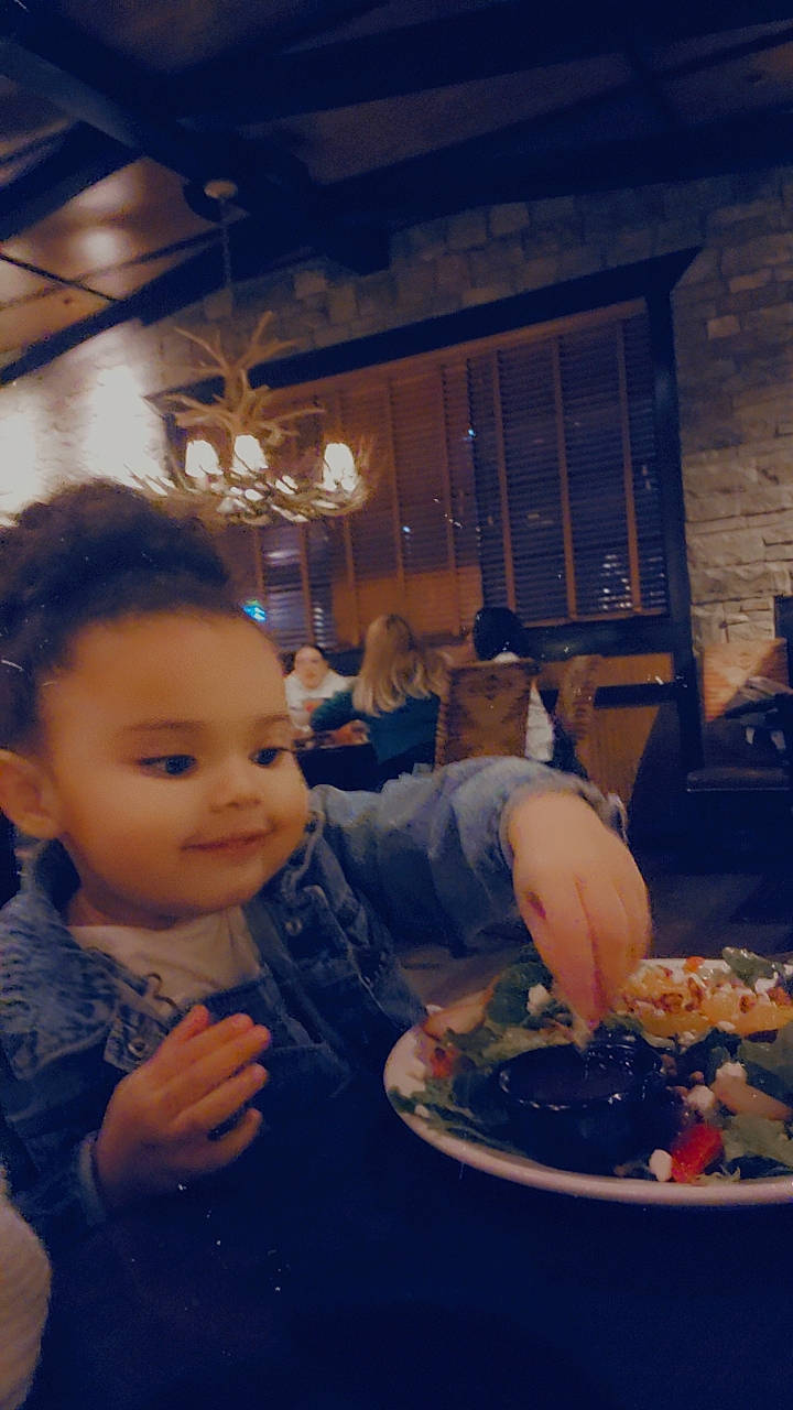 Dalaya joined the competition — help win amazing prizes! baby, chair, child, comfort_food, cooking, cuisine, dish, dishware, event, food, fun, happy, ingredient, person, plate, platter, recipe, sitting, table, tableware