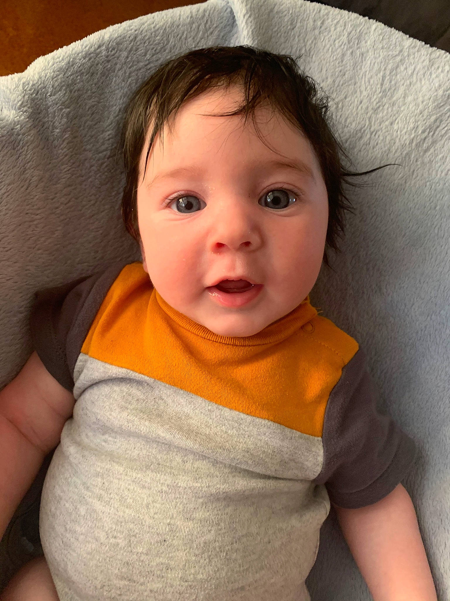 Kruz joined the competition — help win amazing prizes! baby, beauty, cheek, child, chin, eye, face, head, iris, lip, mouth, neck, nose, person, skin, toddler, yellow