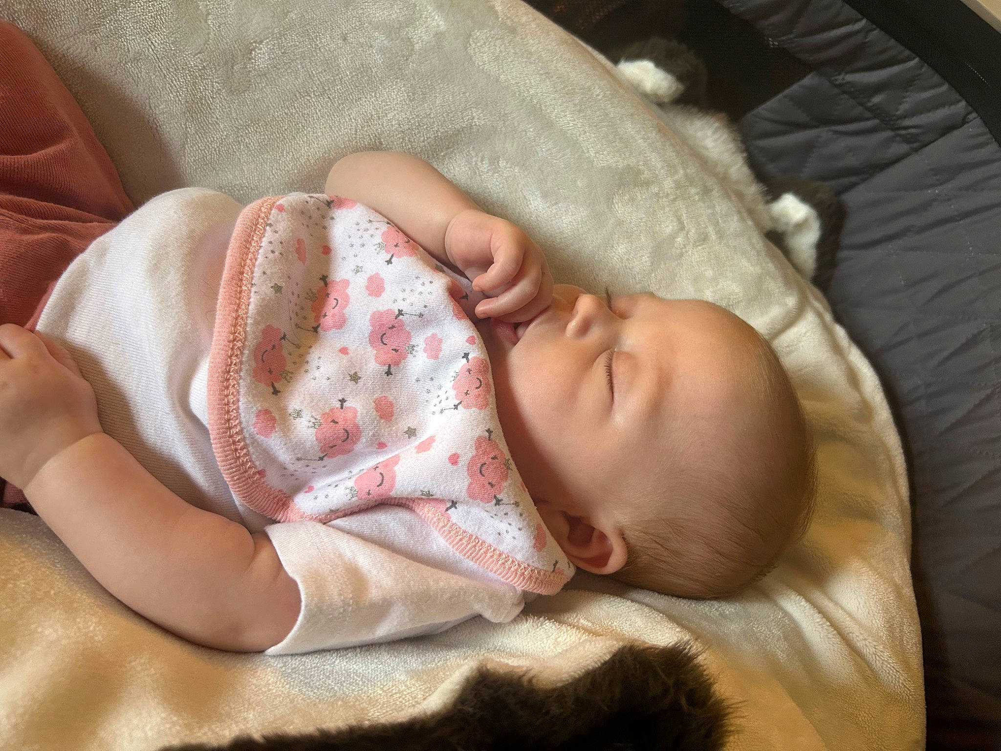 Oaklyn joined the competition — help win amazing prizes! baby, baby_products, baby_toddler_clothing, bedtime, child, comfort, flesh, head, linens, mammal, nail, nap, person, product, room, skin, sleep, thumb, toddler