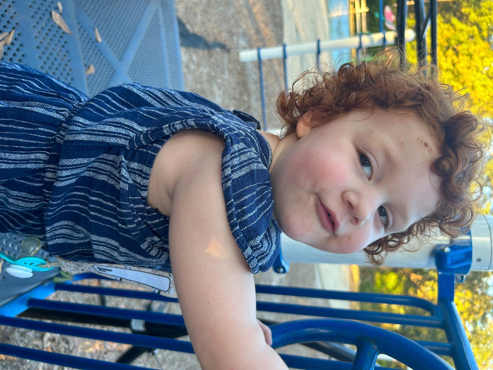Adalyn joined the competition — help win amazing prizes! azure, baby, child, city, electric_blue, fun, grass, happy, leisure, outdoor_play_equipment, person, play, playground, recreation, sitting, smile, swing, toddler, tree, vacation