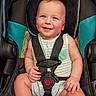 baby, car_seat, child, clothing, cute, face, hand, happy, harness, head, infant, legs, portrait, safety, seat, secure, sitting, skin, smile, striped_outfit