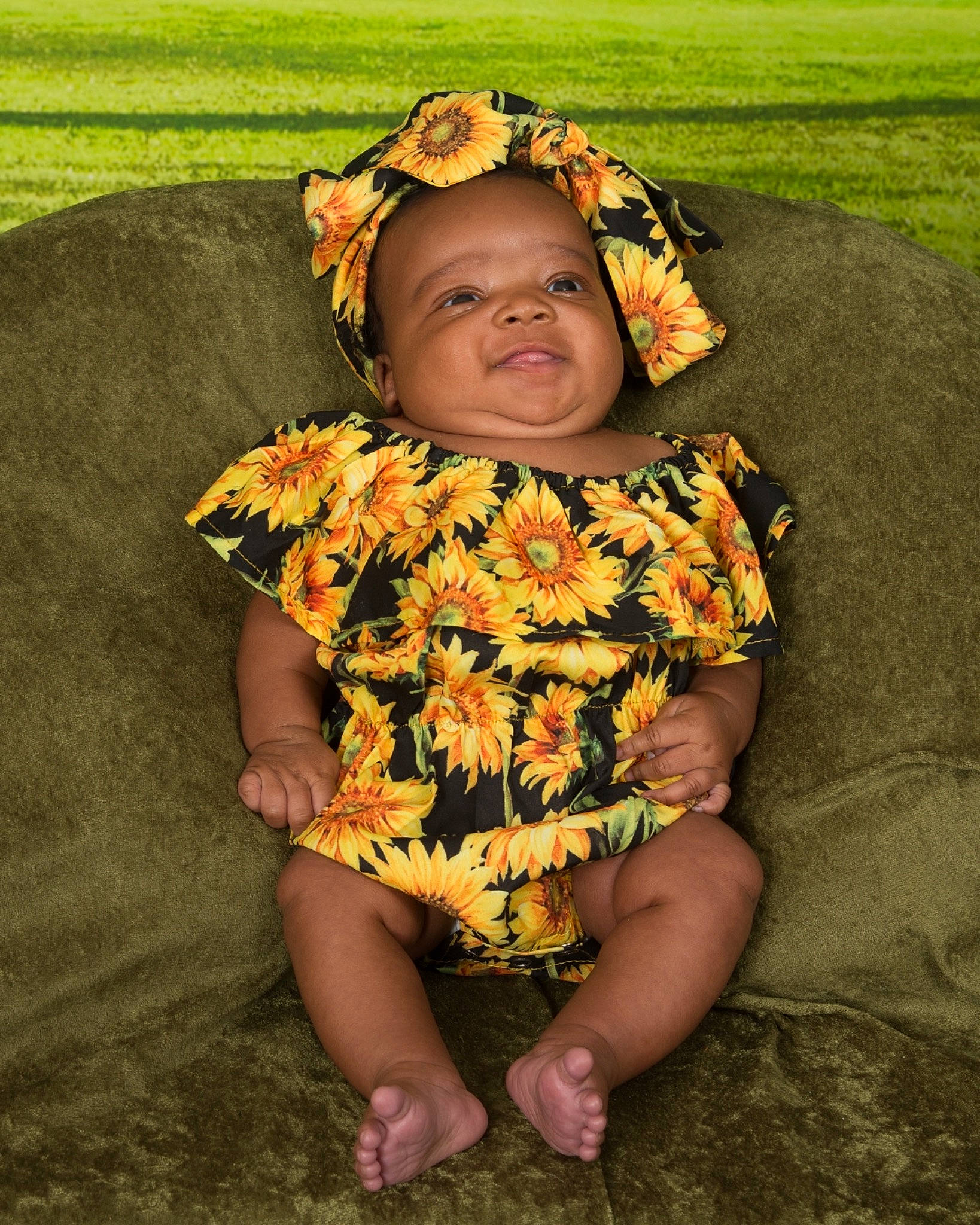 Chasity joined the competition — help win amazing prizes! baby, child, child_model, flower, fun, grass, happy, pattern, person, photography, plant, sitting, skin, smile, toddler, yellow
