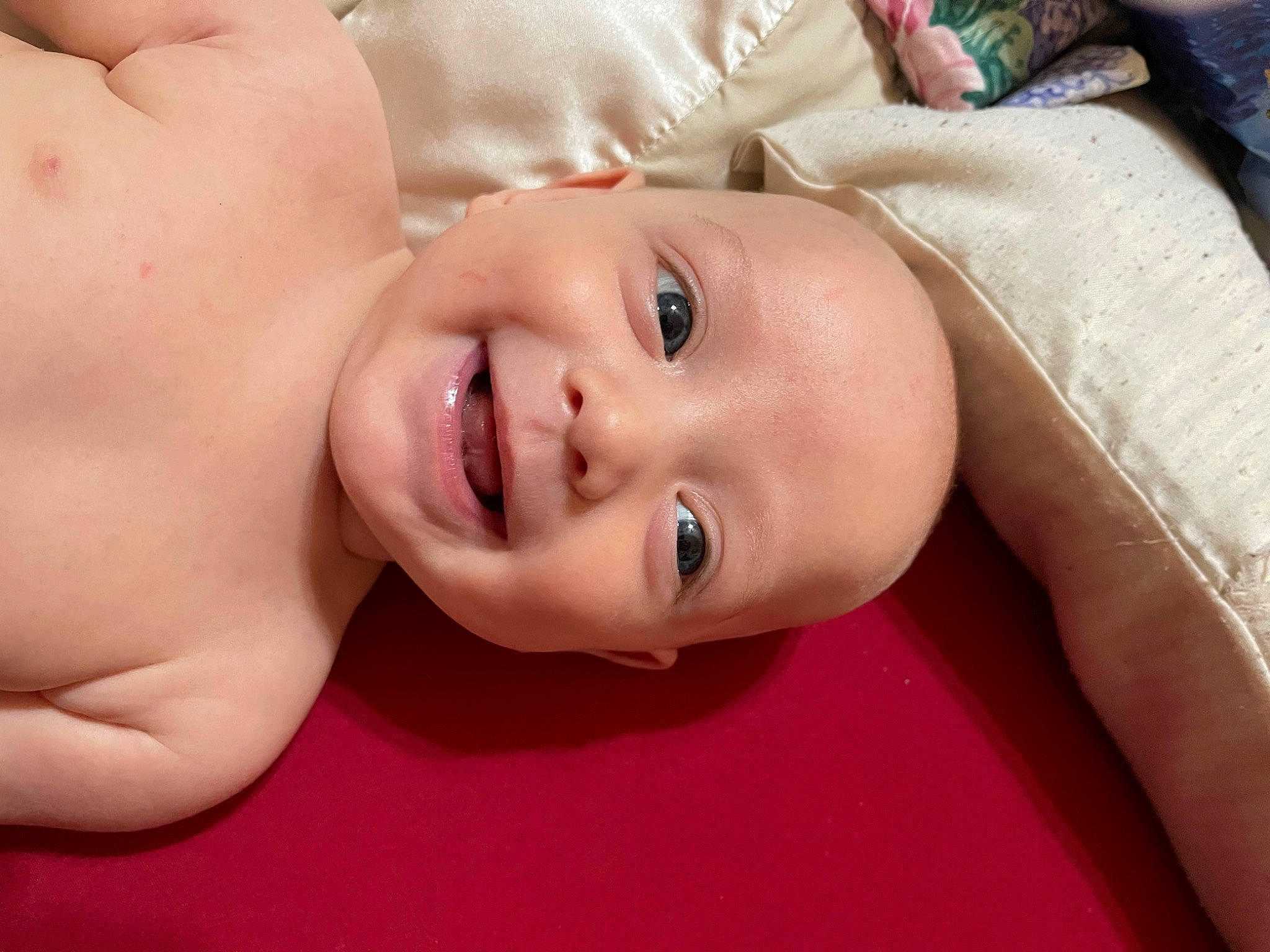 Braxton is registered to the contest to win money with this photo: baby, baby_laughing, baby_toddler_clothing, cheek, close_up, eyebrow, eyelash, flash_photography, forehead, fun, gesture, happy, iris, joy, lip, mouth, neck, nose, person, skin