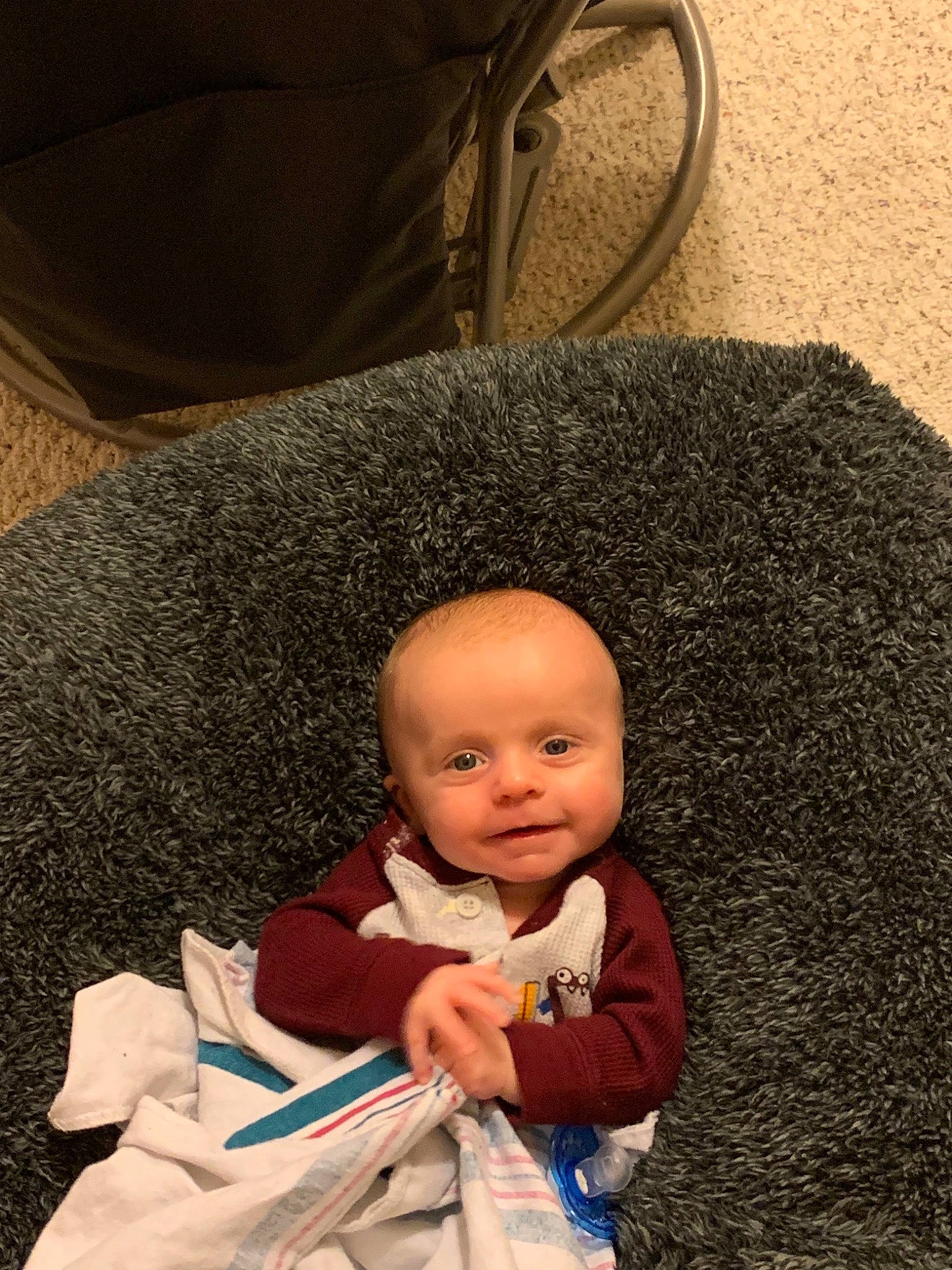 Grayson is registered to the contest to win money with this photo: child, eye, infant, person, product, sitting, toddler