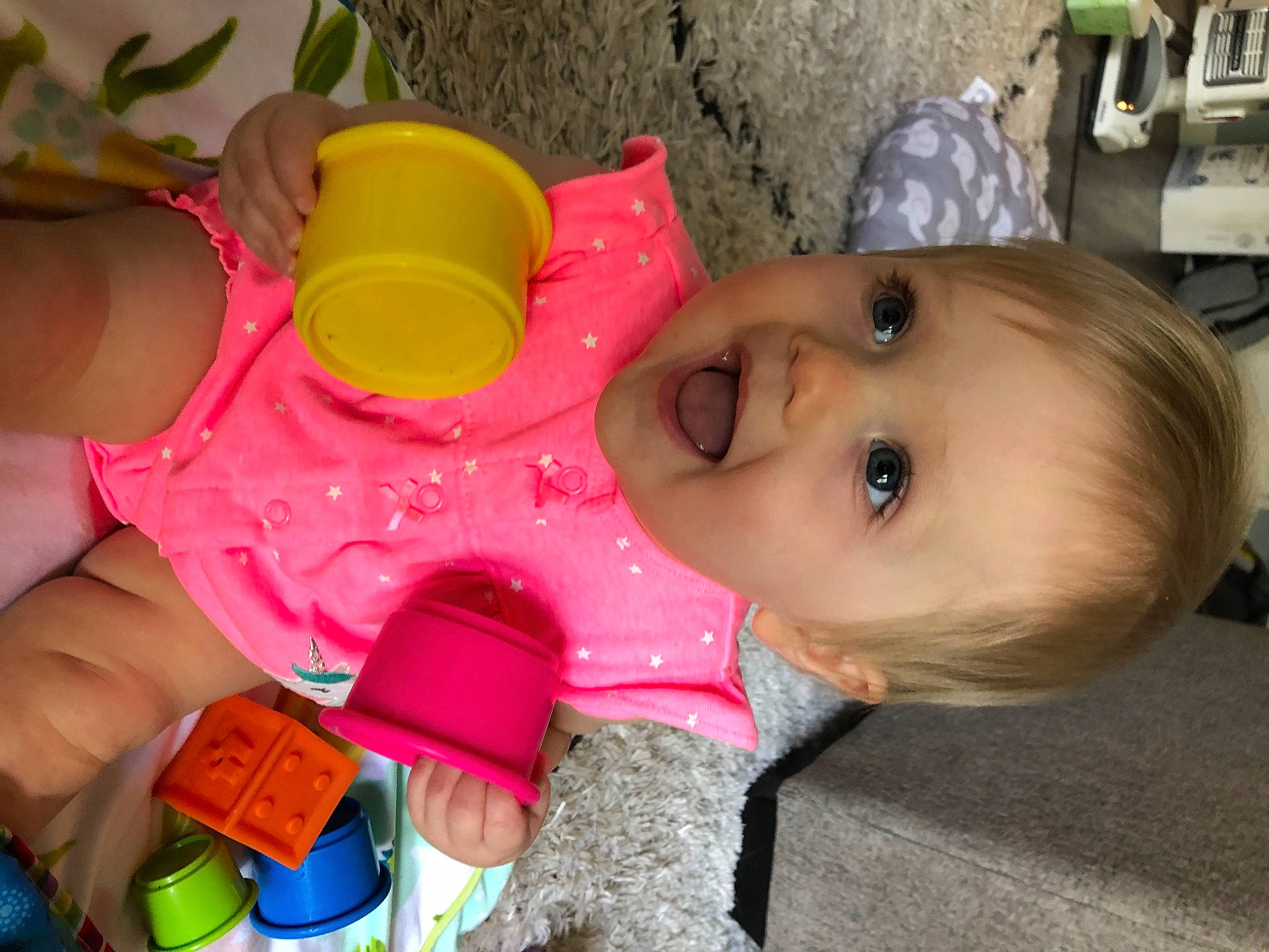 Sloane joined the competition — help win amazing prizes! baby, baby_toys, cheek, child, mouth, person, pink, play, product, skin, toddler, toy