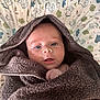 Ezio participe au concours pour gagner de l'argent avec cette photo : baby, towel, blanket, face, child, infant, blue_eyes, wrapped, cute, soft, cozy, pattern, fox, animal_print, hand, portrait, indoors, bed, resting, expression
