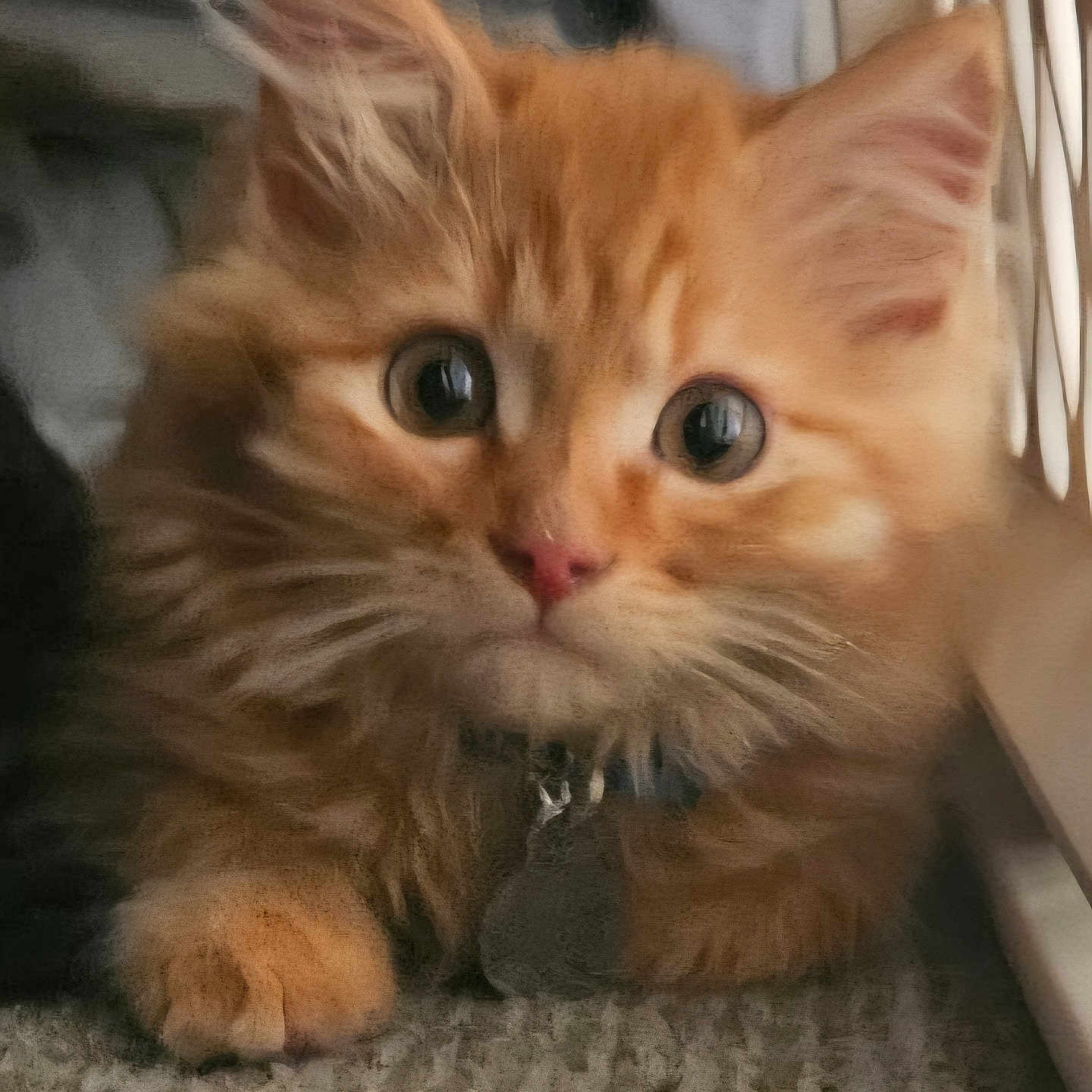 Flea Mcgee joined the competition — help win amazing prizes! animal, carpet, cat, closeup, collar, curious, cute, domestic_cat, fluffy, fur, indoor, kitten, orange_cat, paws, pet, resting, tabby, whiskers, window_light, young_cat