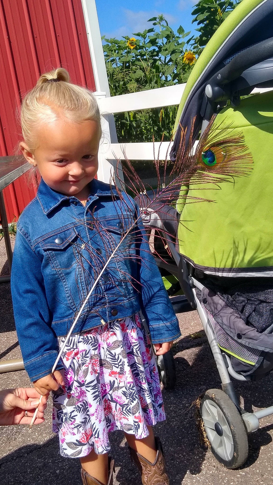 Maddie joined the competition — help win amazing prizes! child, denim, electric_blue, event, fashion, fun, grass, happy, human, leisure, pattern, people_in_nature, person, public_space, purple, recreation, snapshot, tire, toddler, tree