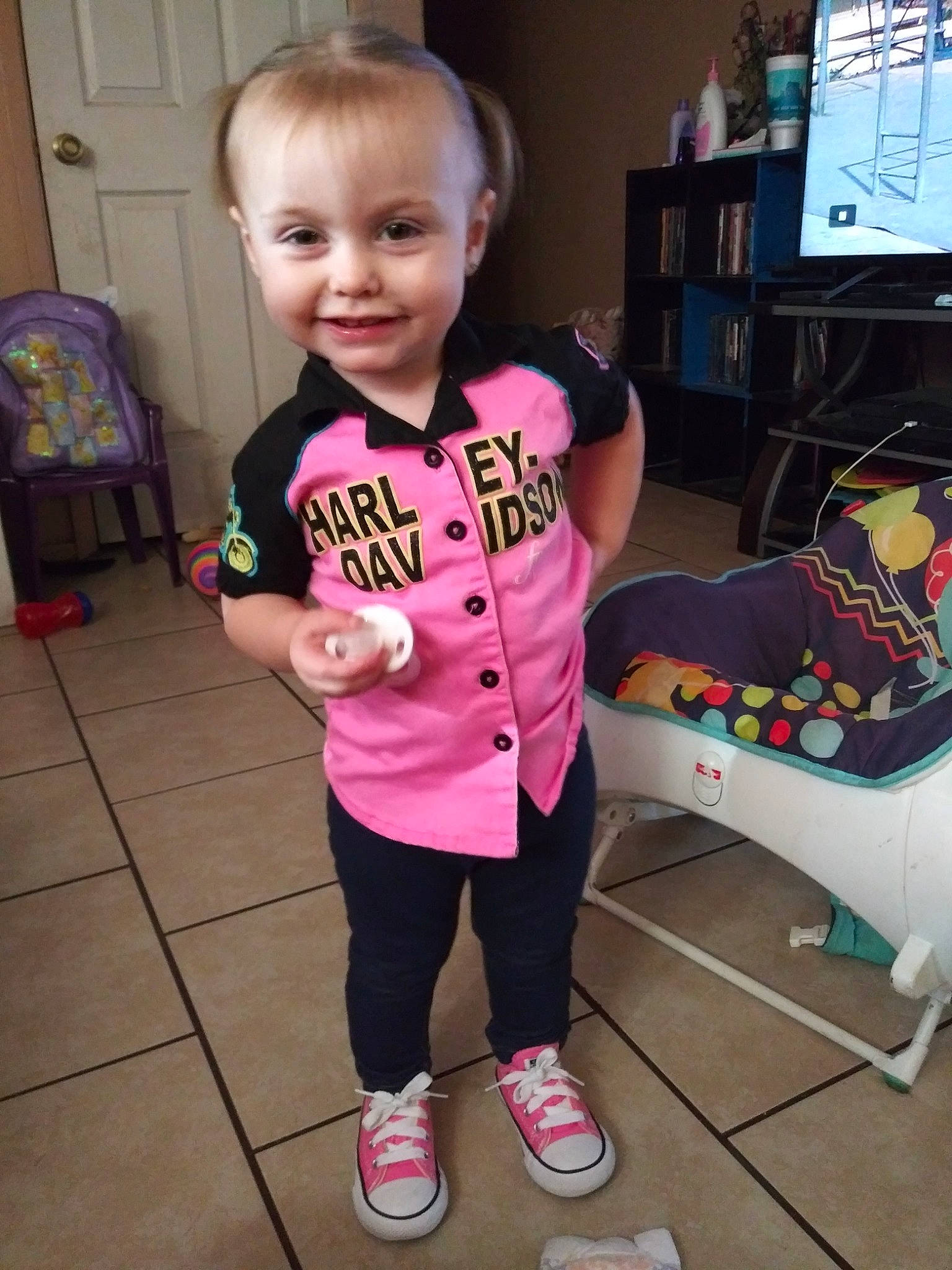 Leilah joined the competition — help win amazing prizes! child, joy, outerwear, person, pink, play, shoe, sleeve, t_shirt, toddler