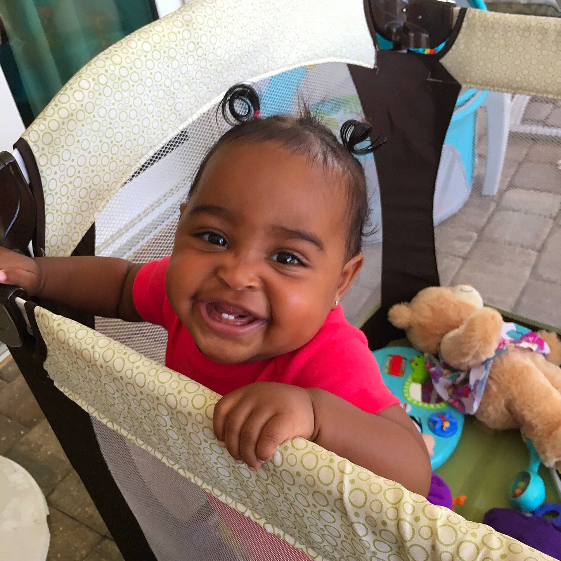 Laylani is registered to the contest to win money with this photo: child, day, ear, facial_expression, fun, girl, head, infant, joy, person, play, product, skin, smile, toddler