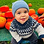 toddler, child, pumpkins, fall, autumn, hat, knit_hat, sweater, smile, outdoor, grass, orange, cute, shoes, corduroy_pants, baby, seasonal, nature, happy, portrait