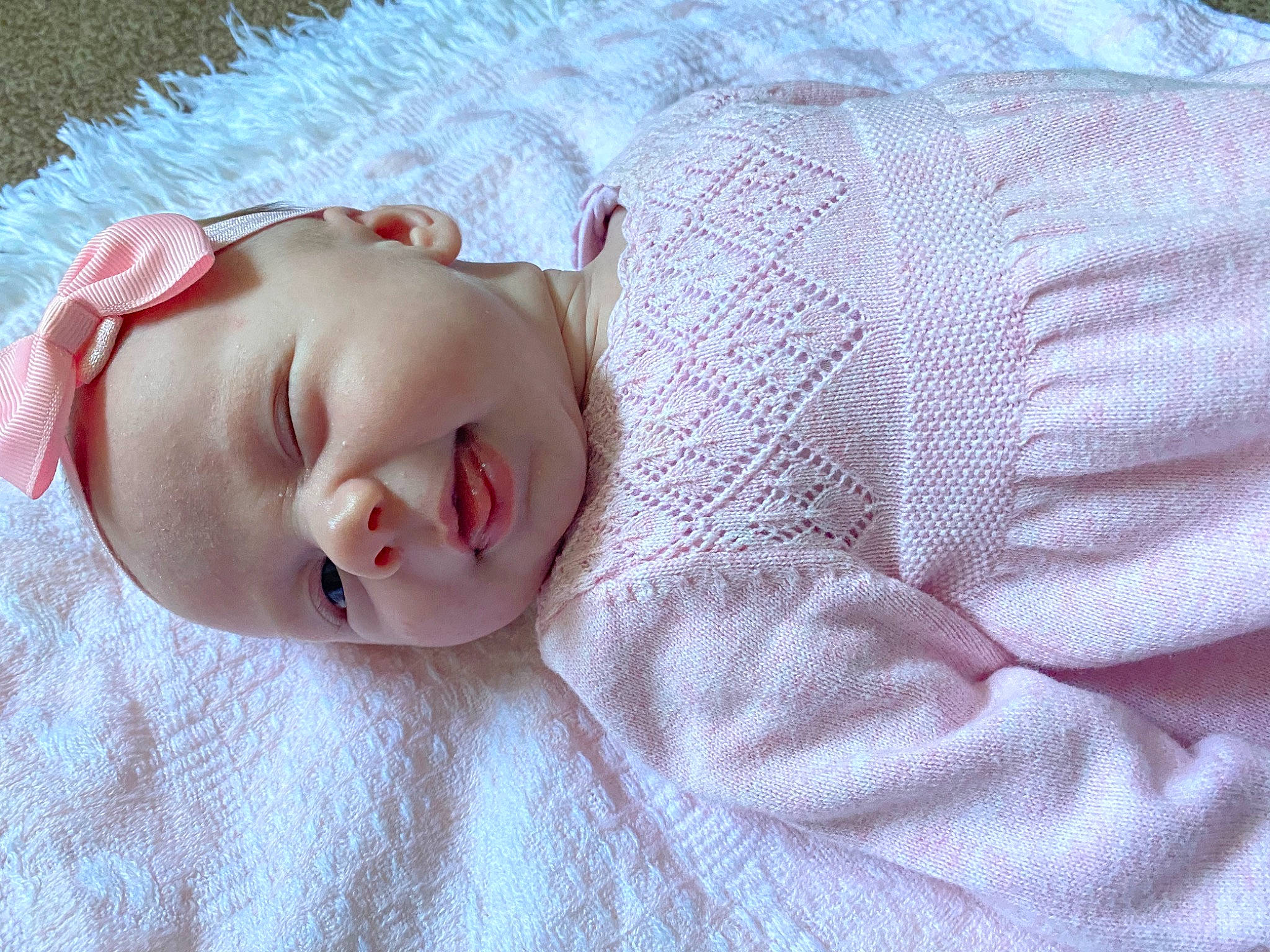 Dorothy is registered to the contest to win money with this photo: baby, baby_sleeping, beauty, bedtime, cheek, child, close_up, eye, face, facial_expression, head, headgear, lip, nose, person, pink, skin, sleep, smile, textile