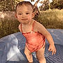 toddler, child, swimsuit, pool, water, outdoor, grass, trees, sunlight, funny_face, summer, play, nature, wet, baby, garden, cute, person, expression, small_pool