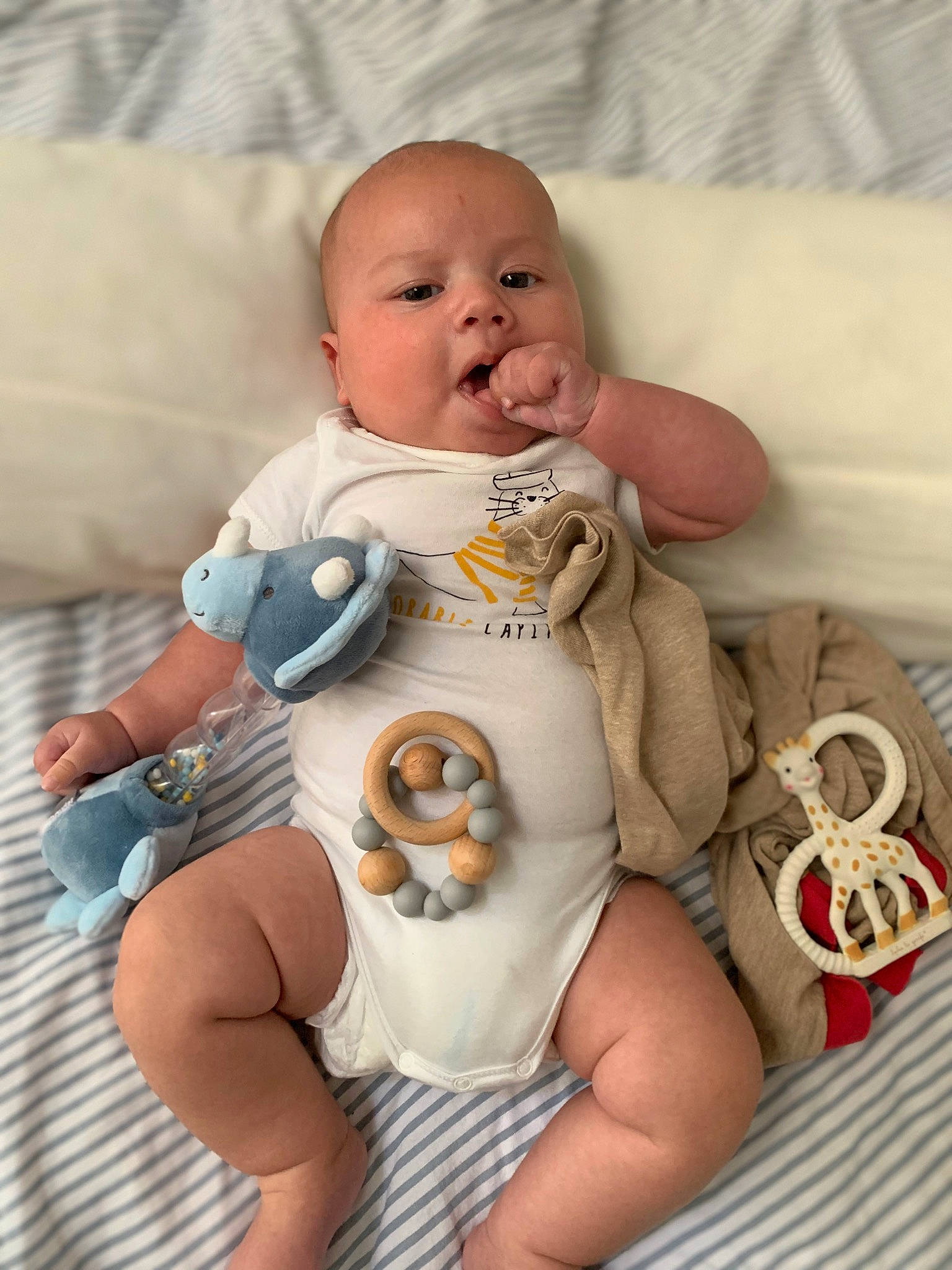 Raphaël a rejoint le concours — aidez-le/la à gagner de superbes lots ! abdomen, baby, baby_products, baby_safety, baby_sleeping, baby_toddler_clothing, cheek, child, comfort, doll, head, human_body, linens, person, pink, skin, stomach, textile, toddler, toy