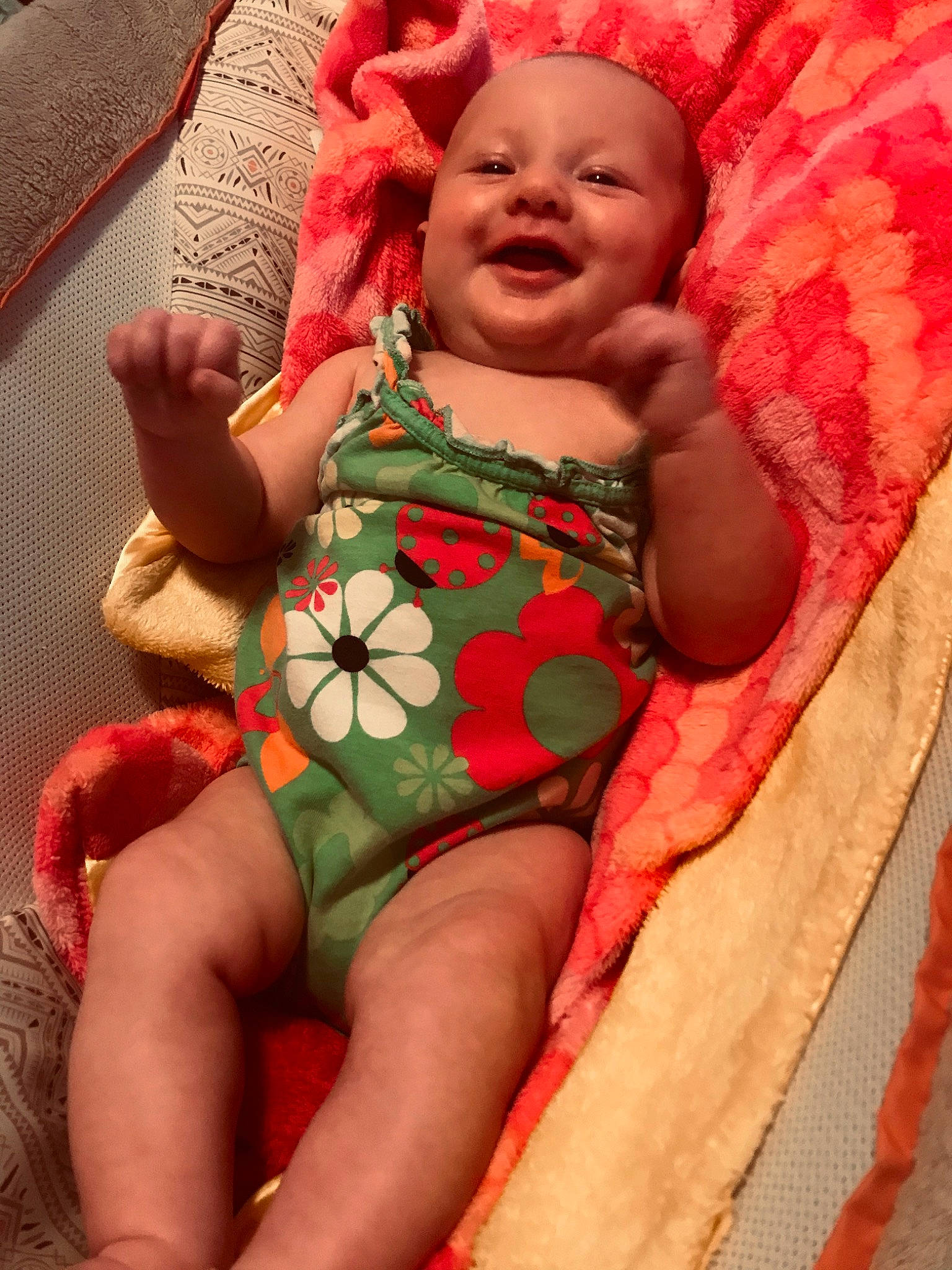 Leann is registered to the contest to win money with this photo: abdomen, baby, cheek, child, flesh, person, smile, textile, toddler