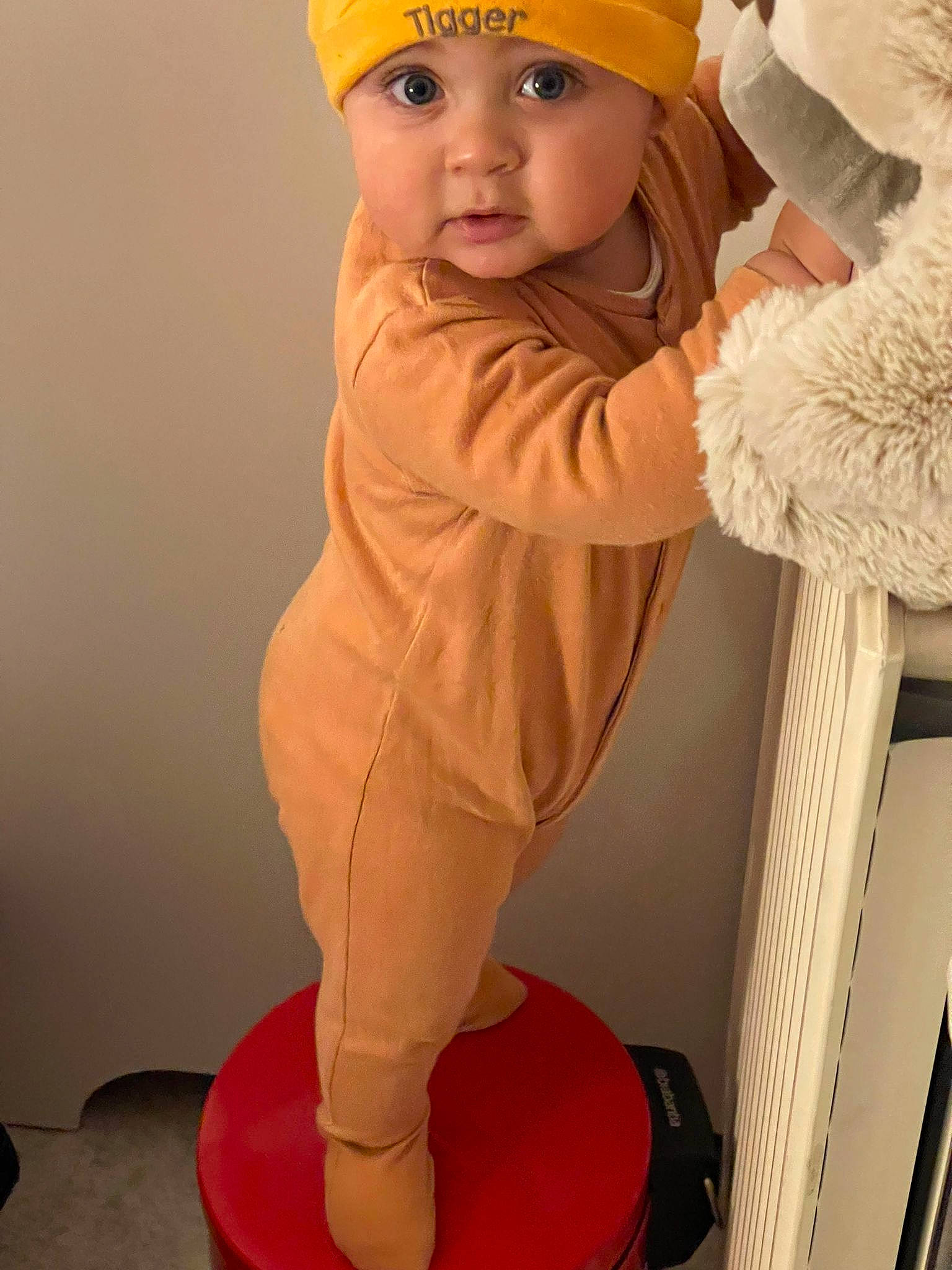 Kenzi a rejoint le concours — aidez-le/la à gagner de superbes lots ! art, baby, baby_toddler_clothing, baseball_cap, cap, child, costume_hat, fashion_accessory, flooring, fur, gesture, happy, headwear, human_leg, knee, person, personal_protective_equipment, sitting, sleeve, toddler