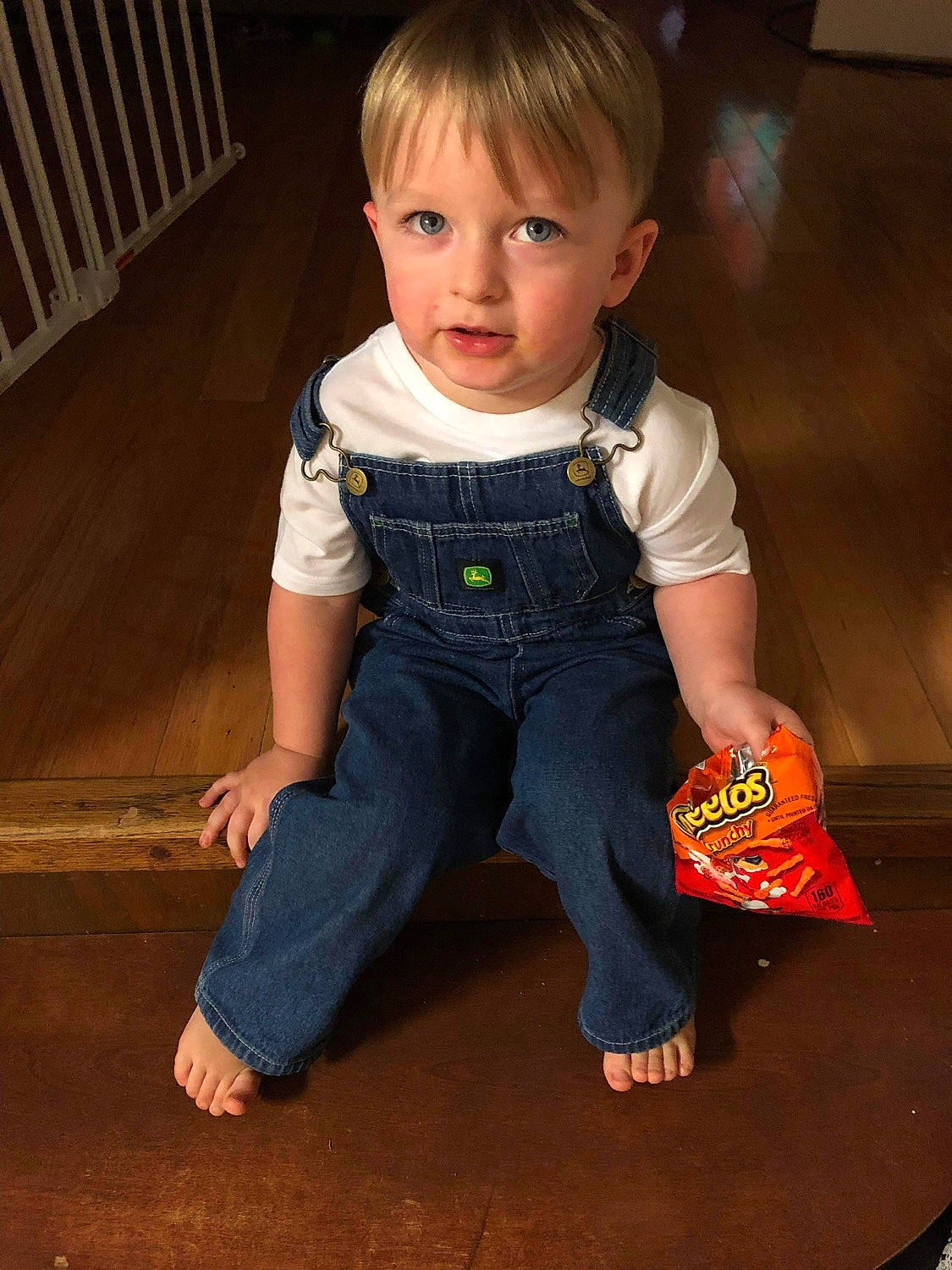 William joined the competition — help win amazing prizes! baby, baby_toddler_clothing, barefoot, cheek, child, electric_blue, flash_photography, flooring, fun, hairstyle, happy, head, human_leg, leg, person, sitting, skin, sleeve, t_shirt, toddler