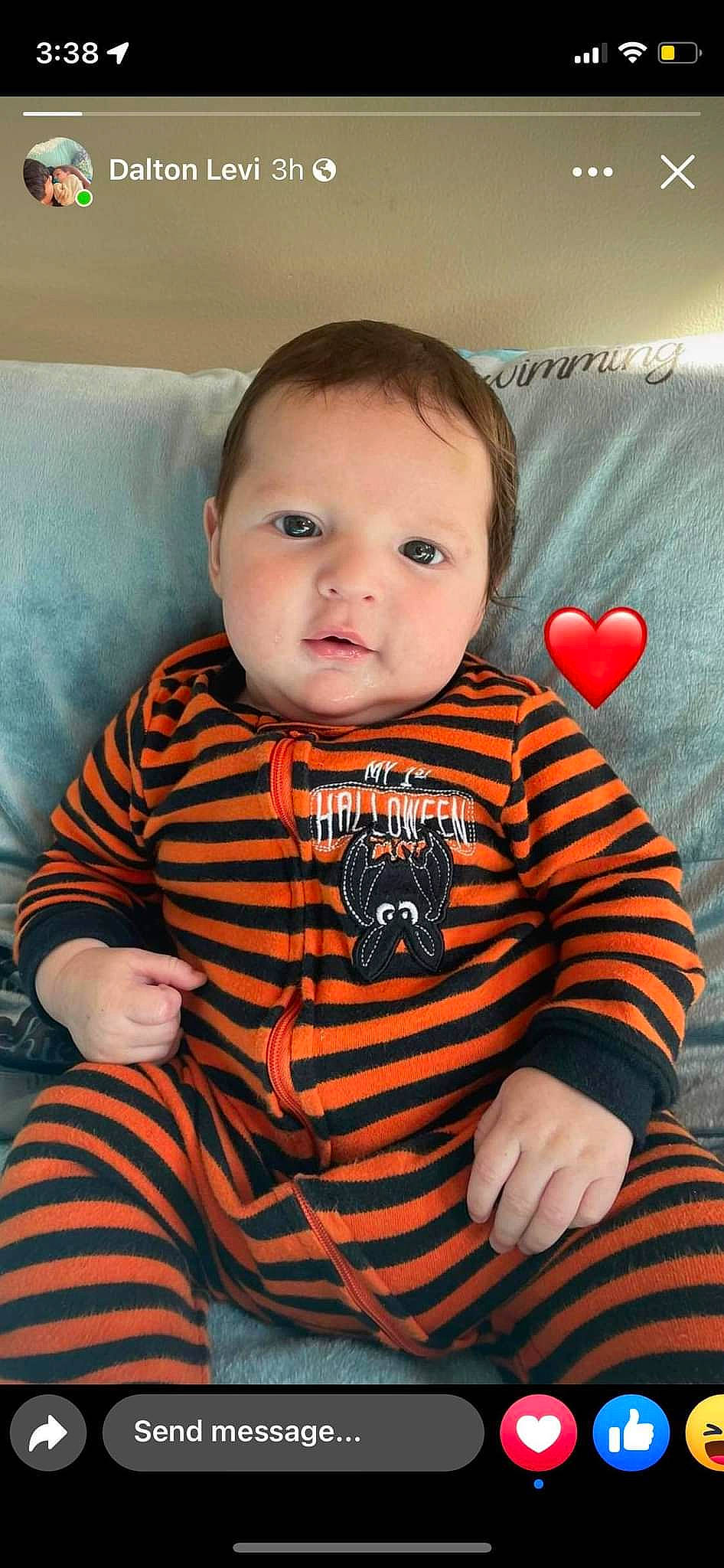 Drake is registered to the contest to win money with this photo: baby, baby_toddler_clothing, balloon, cheek, child, collar, comfort, eyelash, facial_expression, happy, iris, organ, pattern, person, sitting, skin, sleeve, standing, t_shirt, toddler